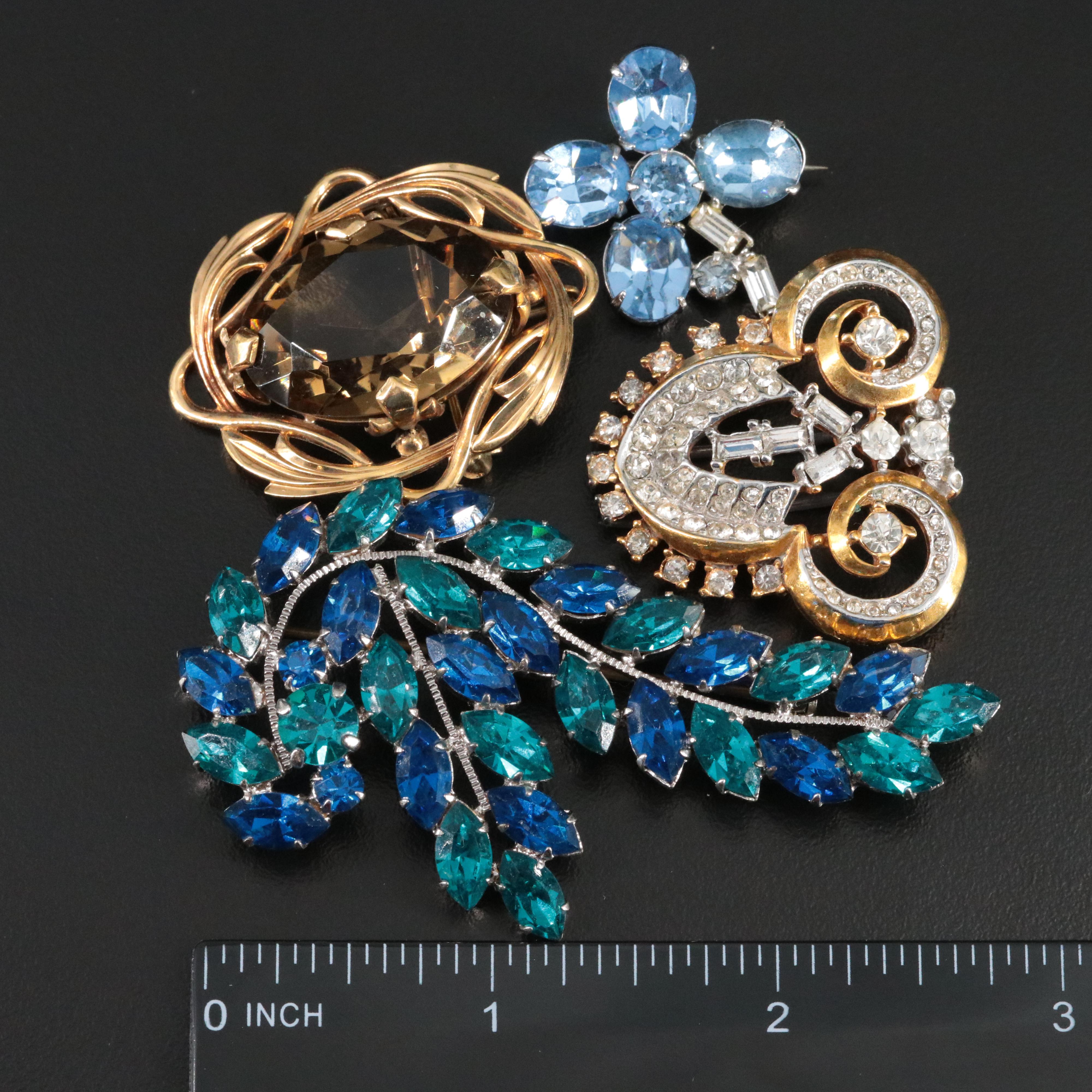 Vintage Gemstone Brooch Collection Featuring B. David