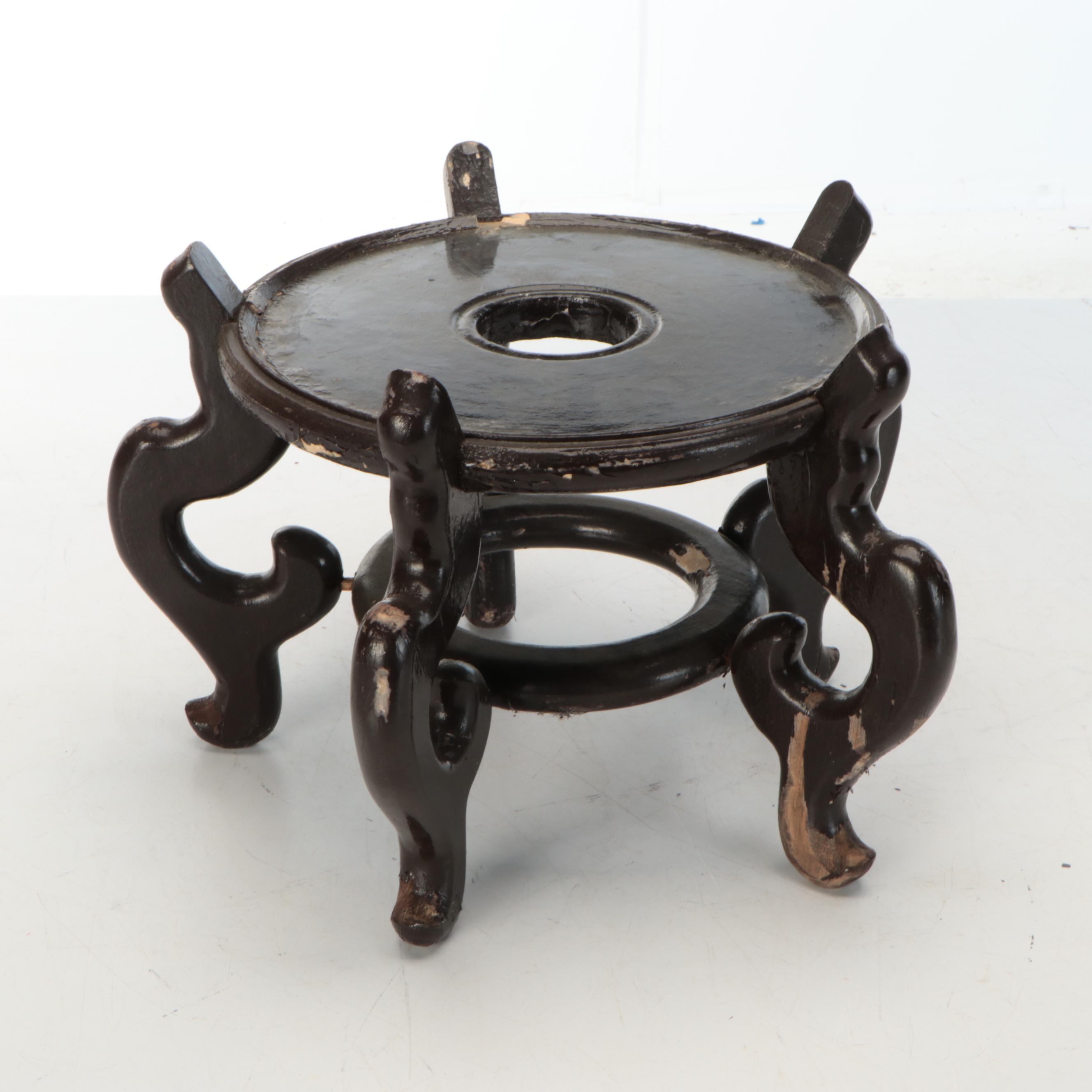 Chinese Hand-Decorated Porcelain Fishbowl Planter with Stand