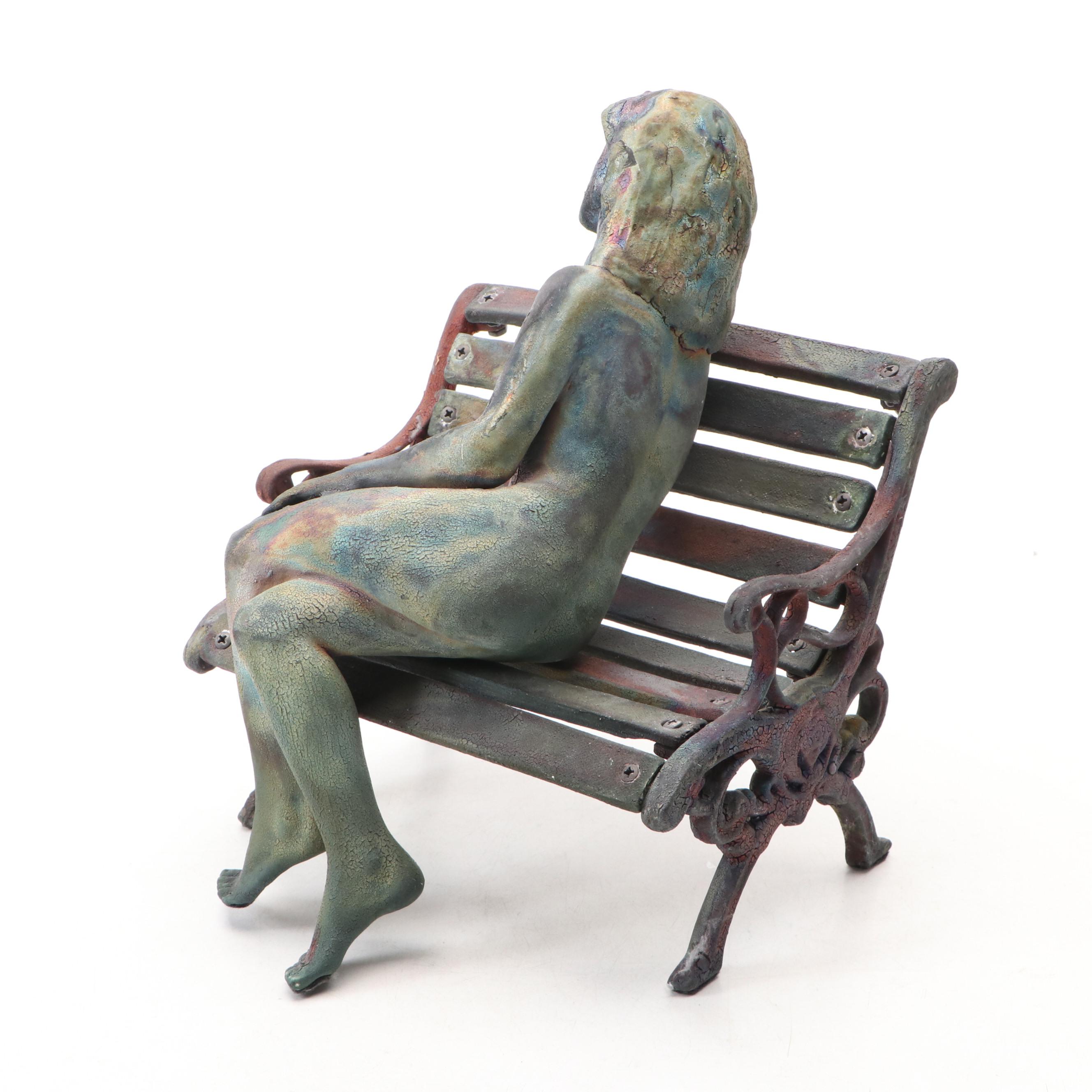Helaine Schneider "Bench Girl" Pottery Sculpture, Limited Edition 14 of 24