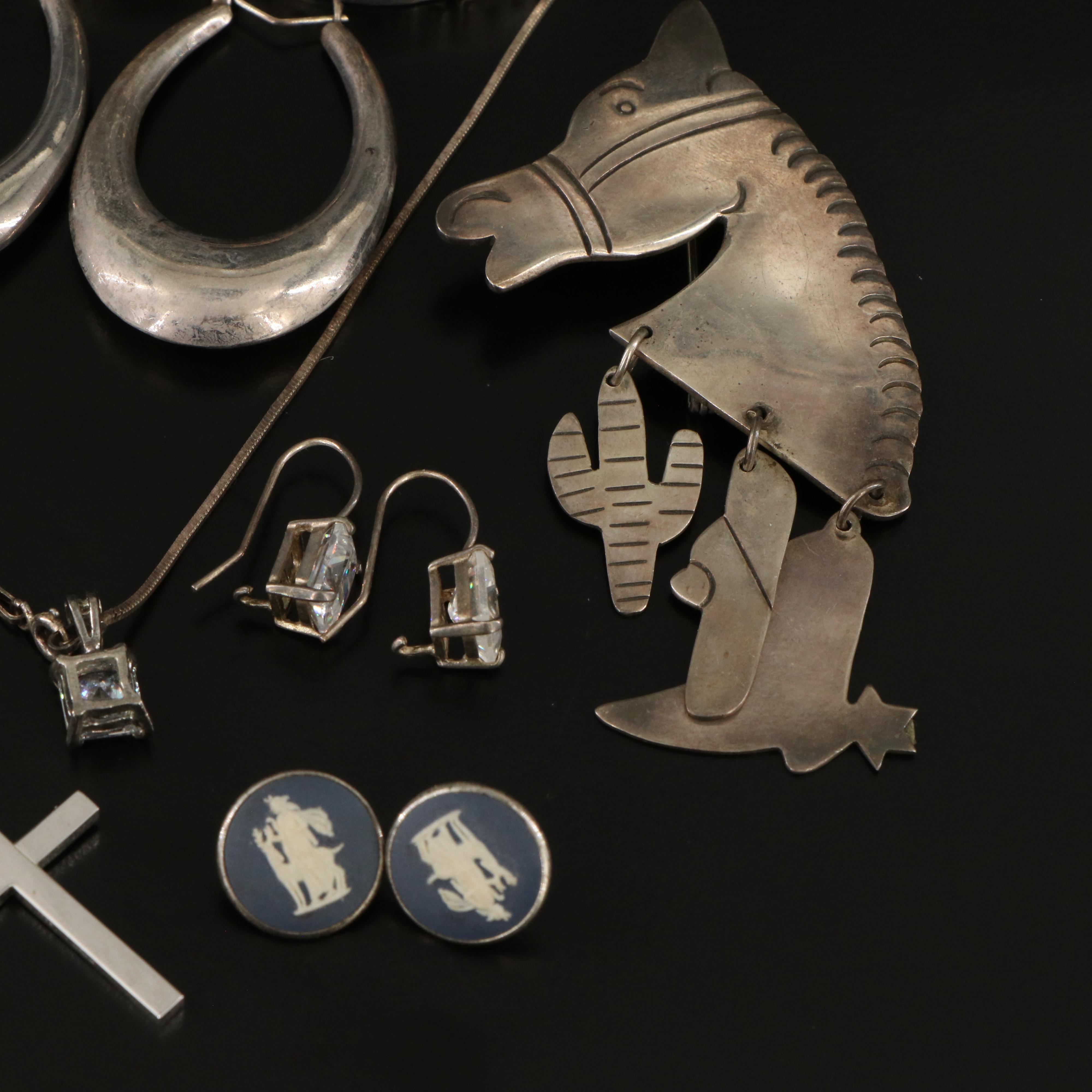 Sterling Jewelry Collection Featuring Mexican Horse Brooch