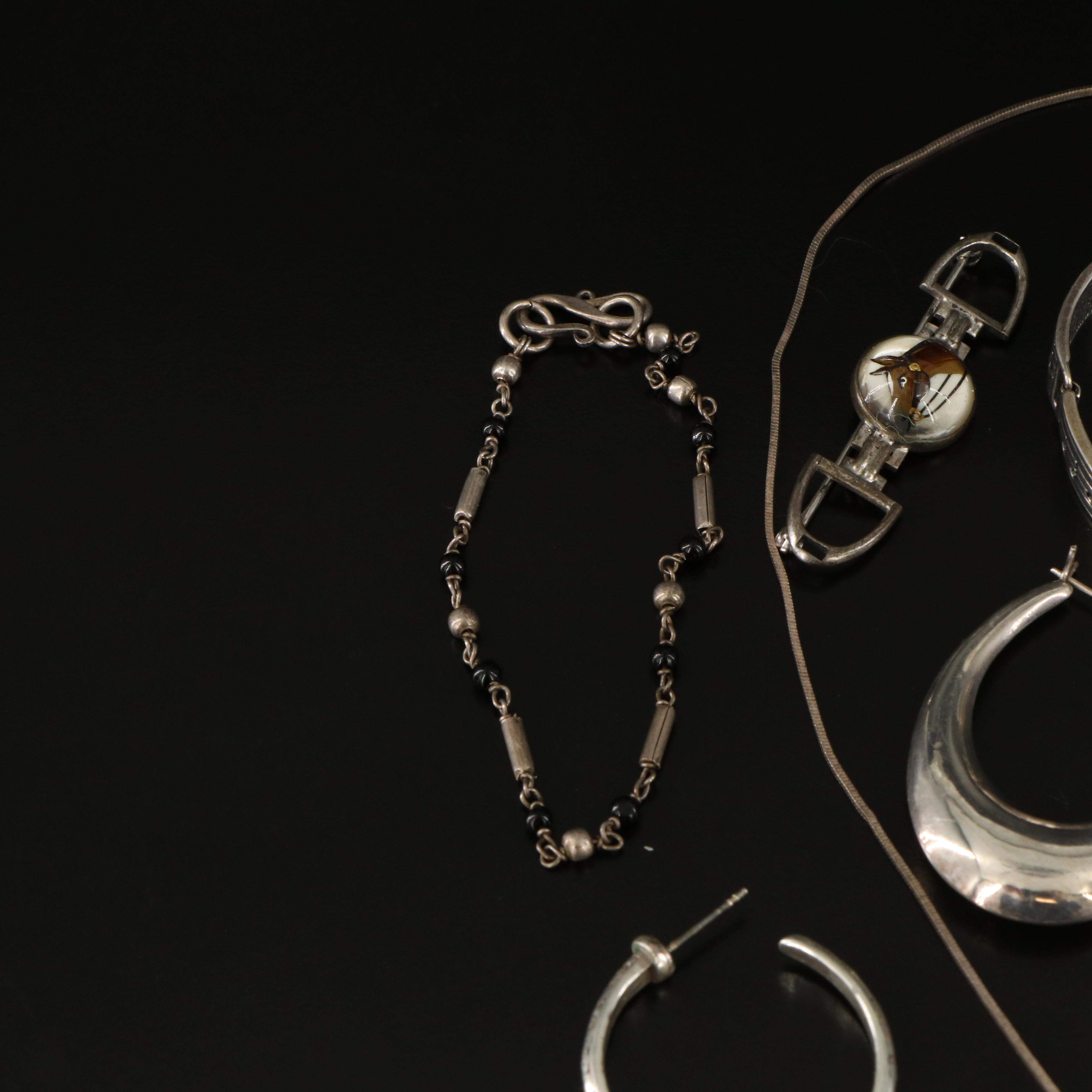 Sterling Jewelry Collection Featuring Mexican Horse Brooch