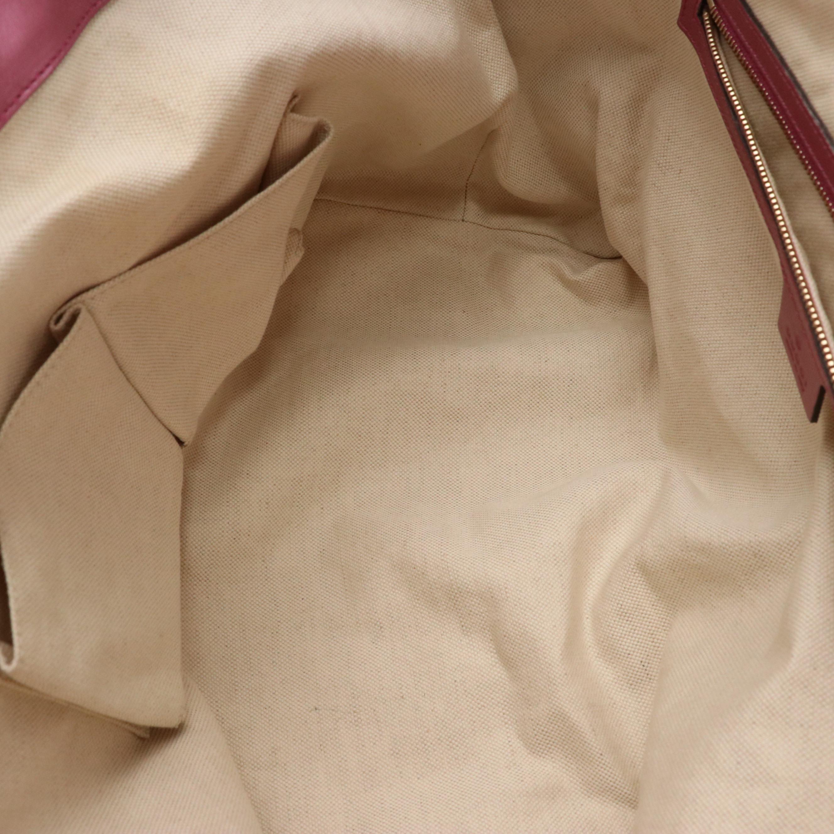 Gucci Bamboo Heart-Bit Tote in GG Canvas and Metallic Pink Leather Trim