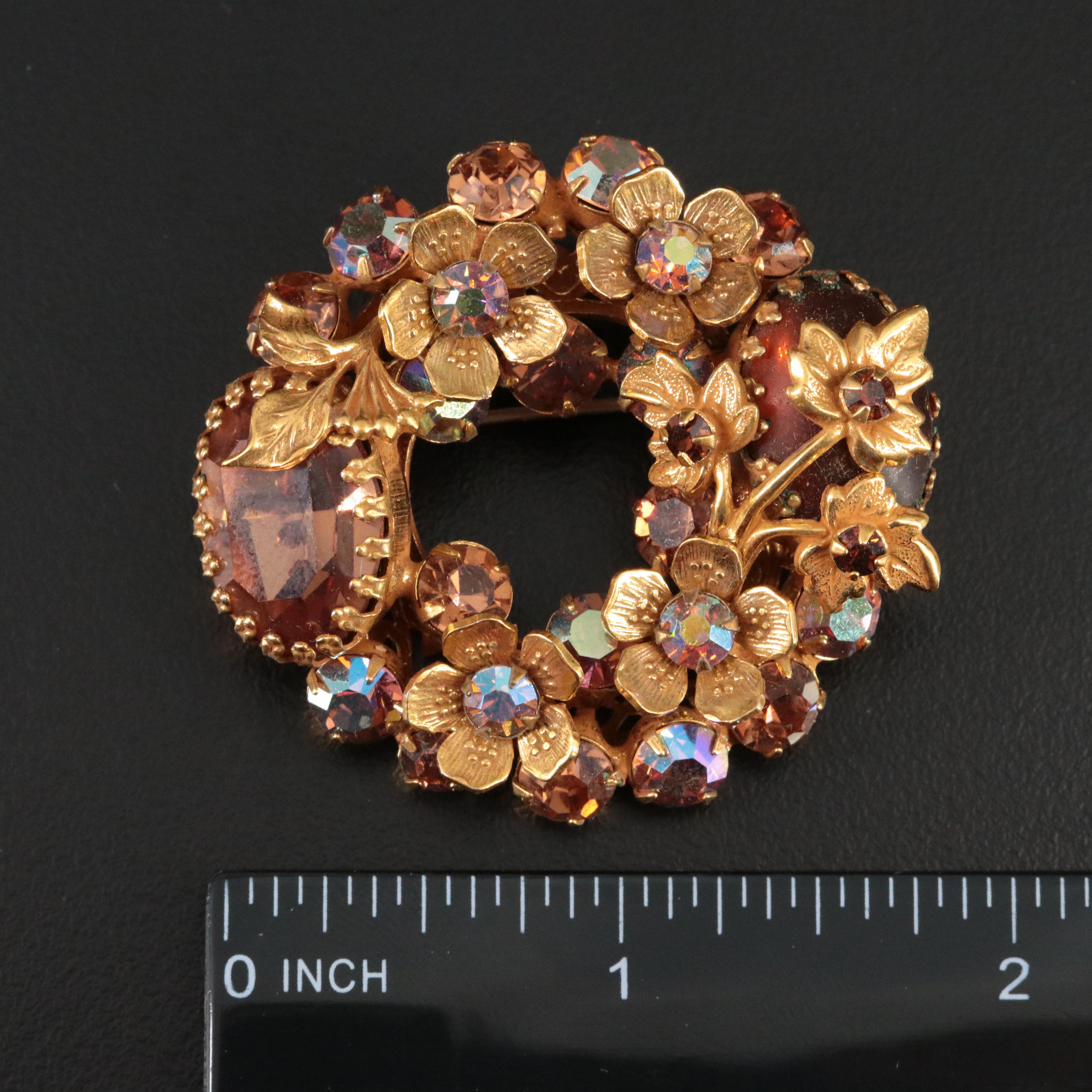 Vintage Jewelry with Amber, Rhinestone and Aurora Borealis Style