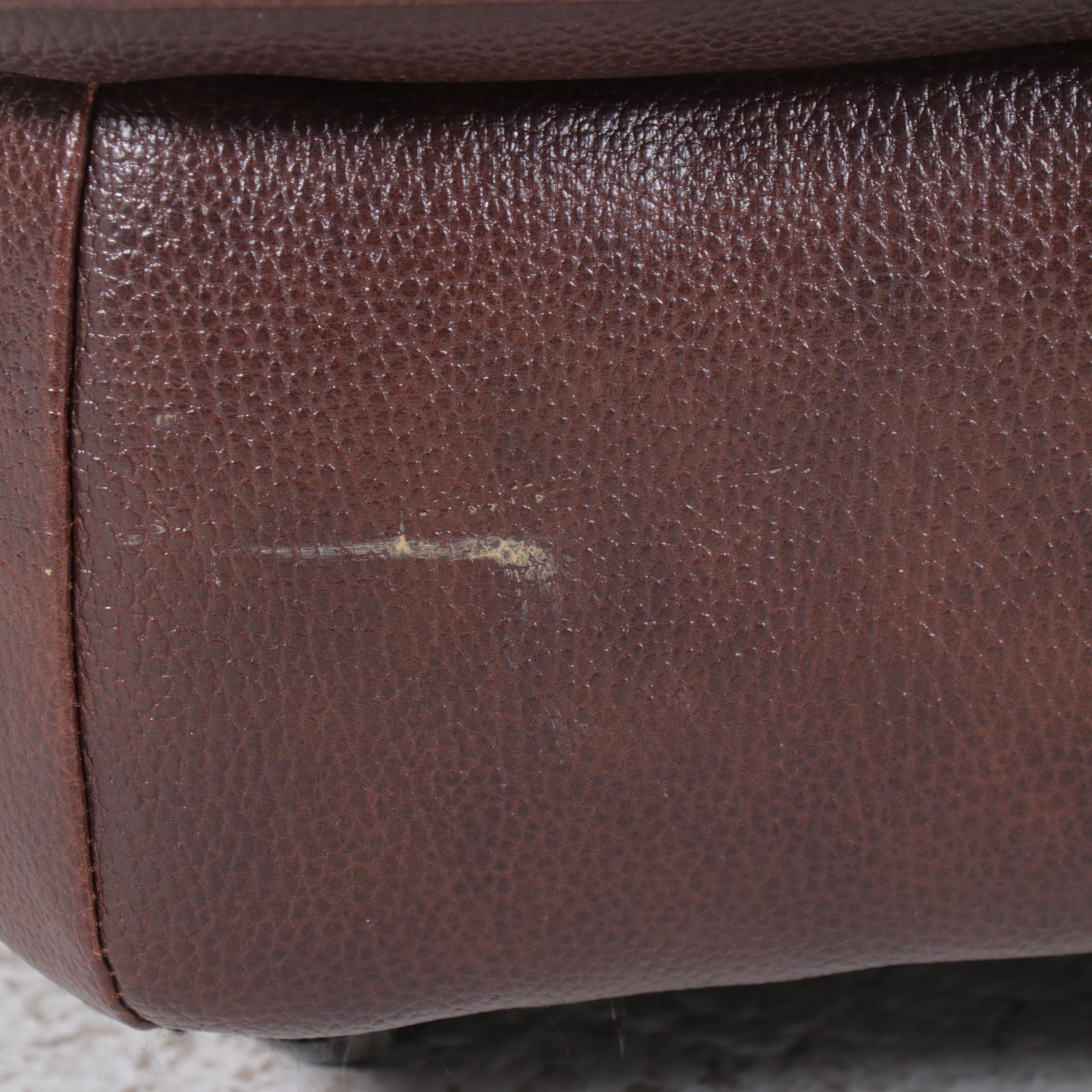 Curved Leather Sectional Sofa with Two Ottomans, 21st Century