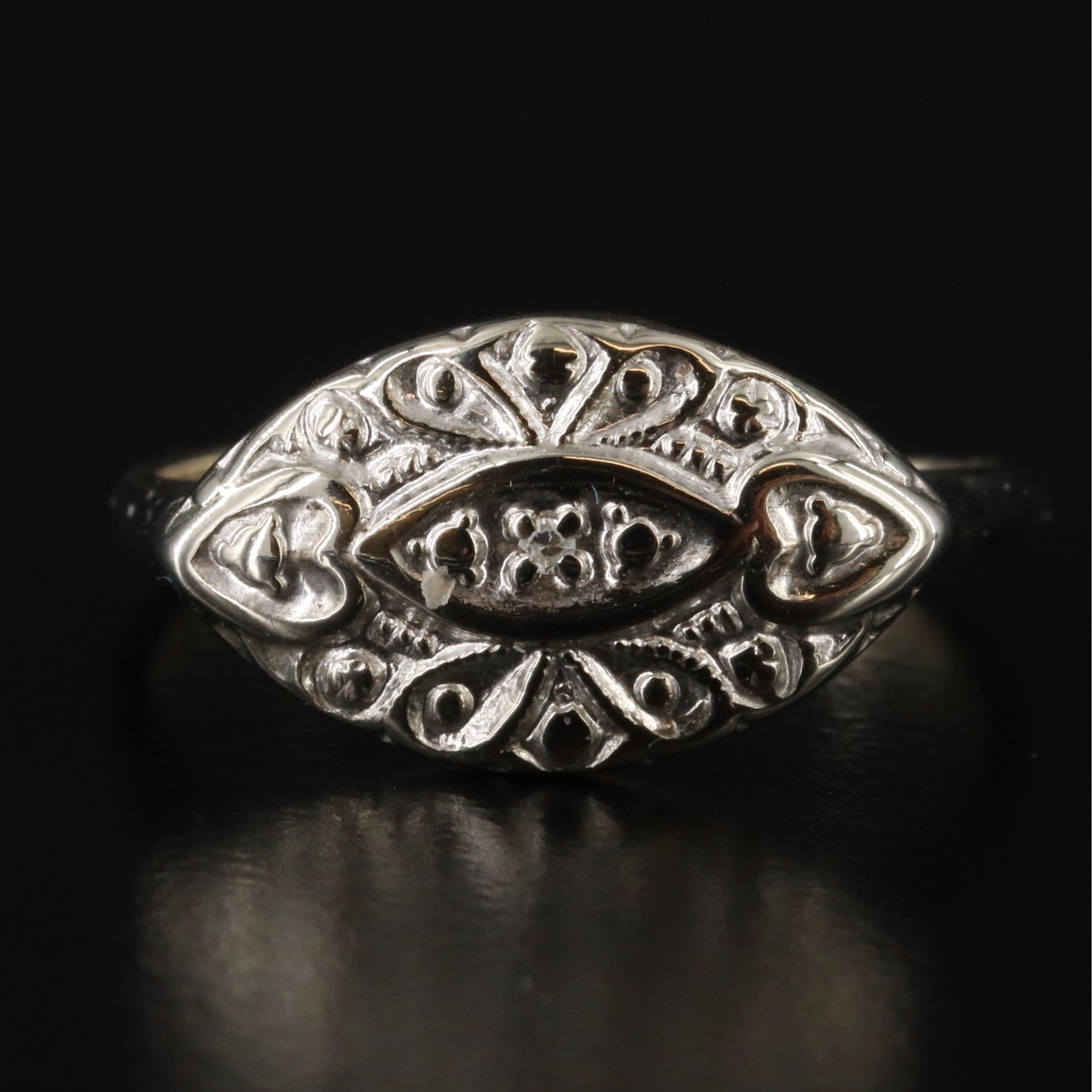 1930s 10K Diamond Navette Ring
