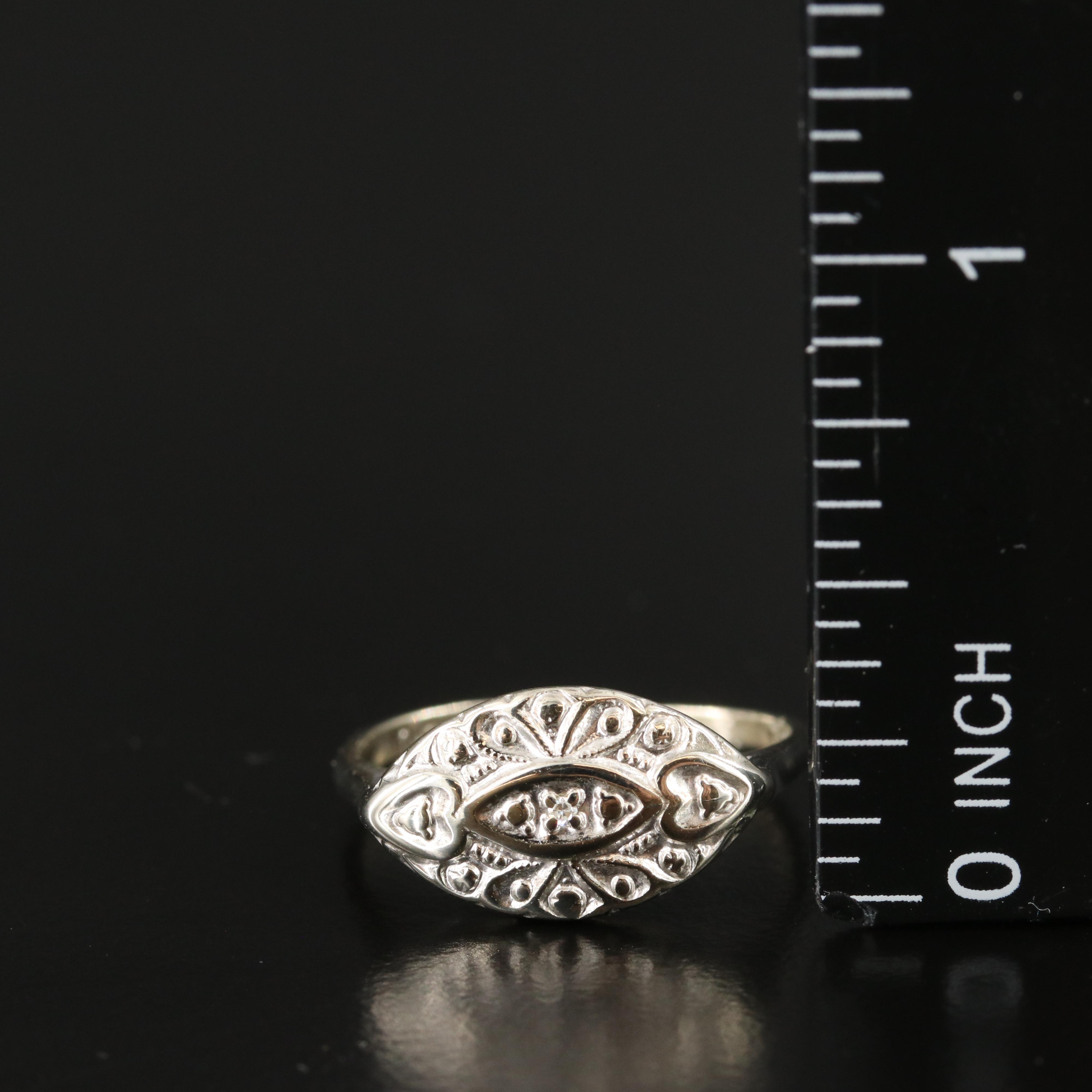 1930s 10K Diamond Navette Ring