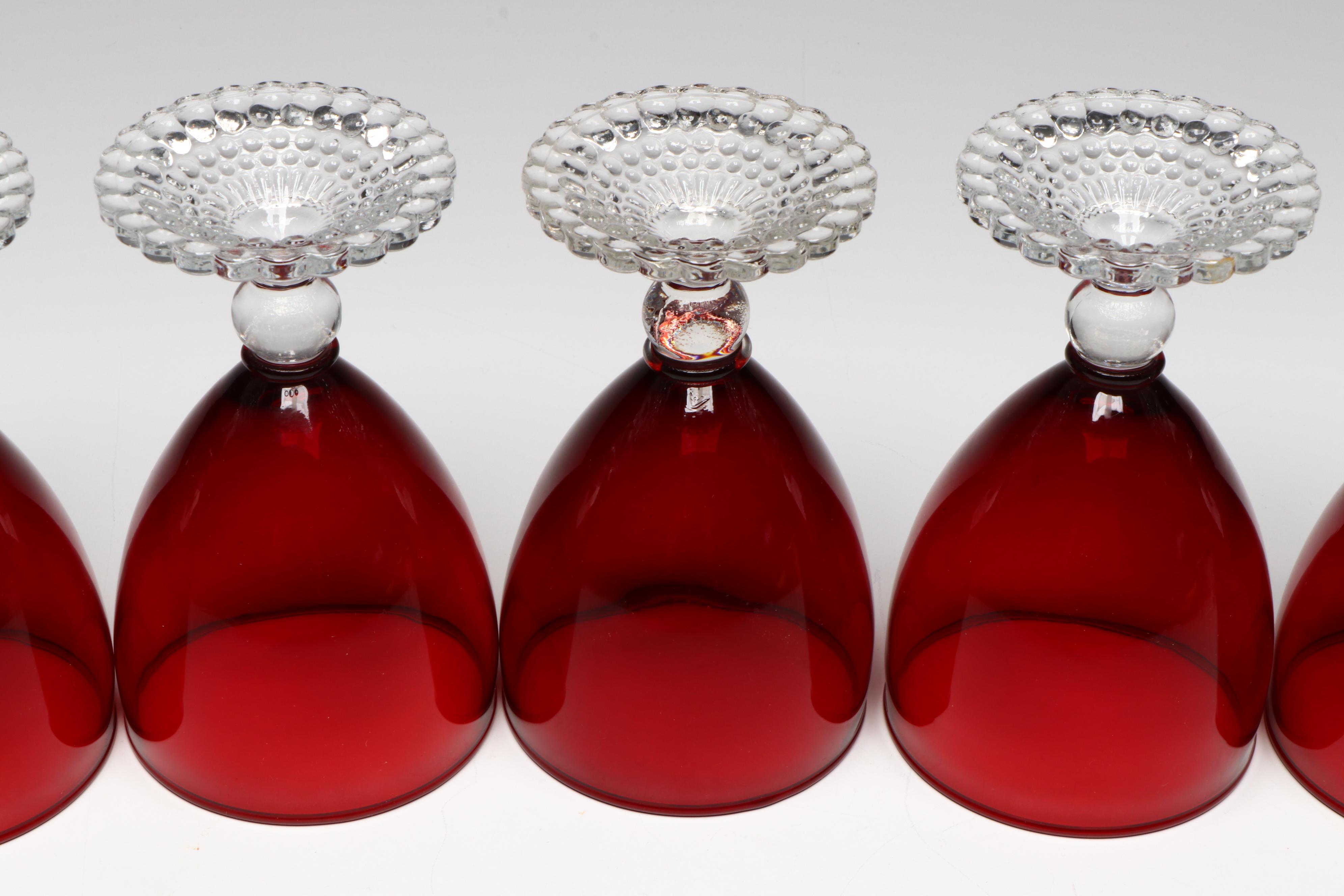 Tienshan Stoneware "Raspberry Social" Plates with Ruby Water Glasses