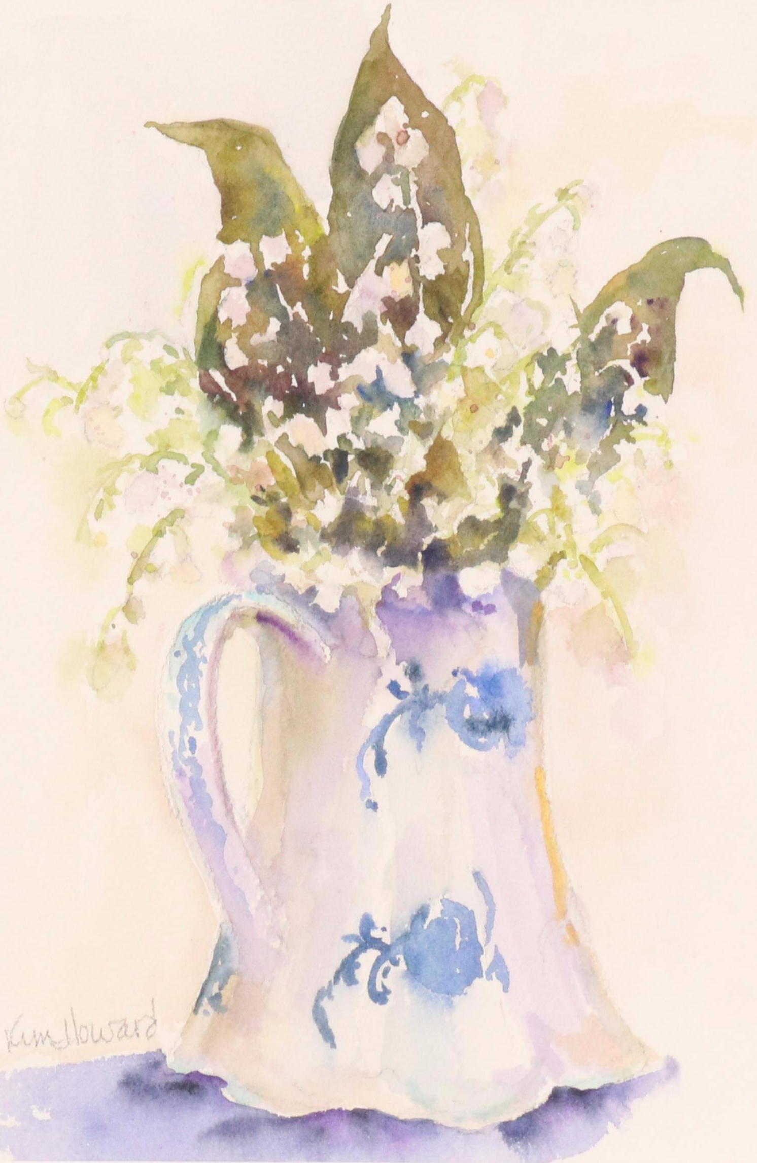 Kim F. Howard Floral Still Life Watercolor Painting "China Lilies"