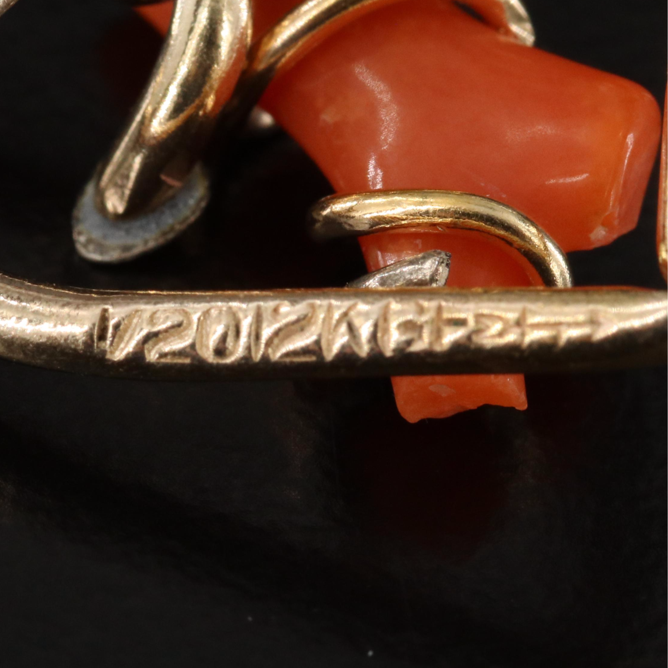 Vintage Gold-Filled Coral Heart Pin