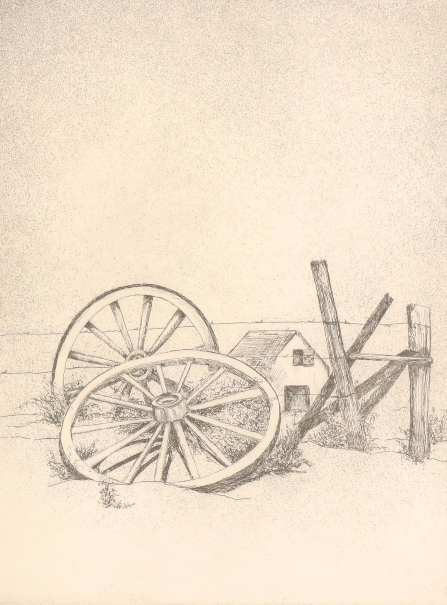 Kim F. Howard Etching "Fence Line," 1978