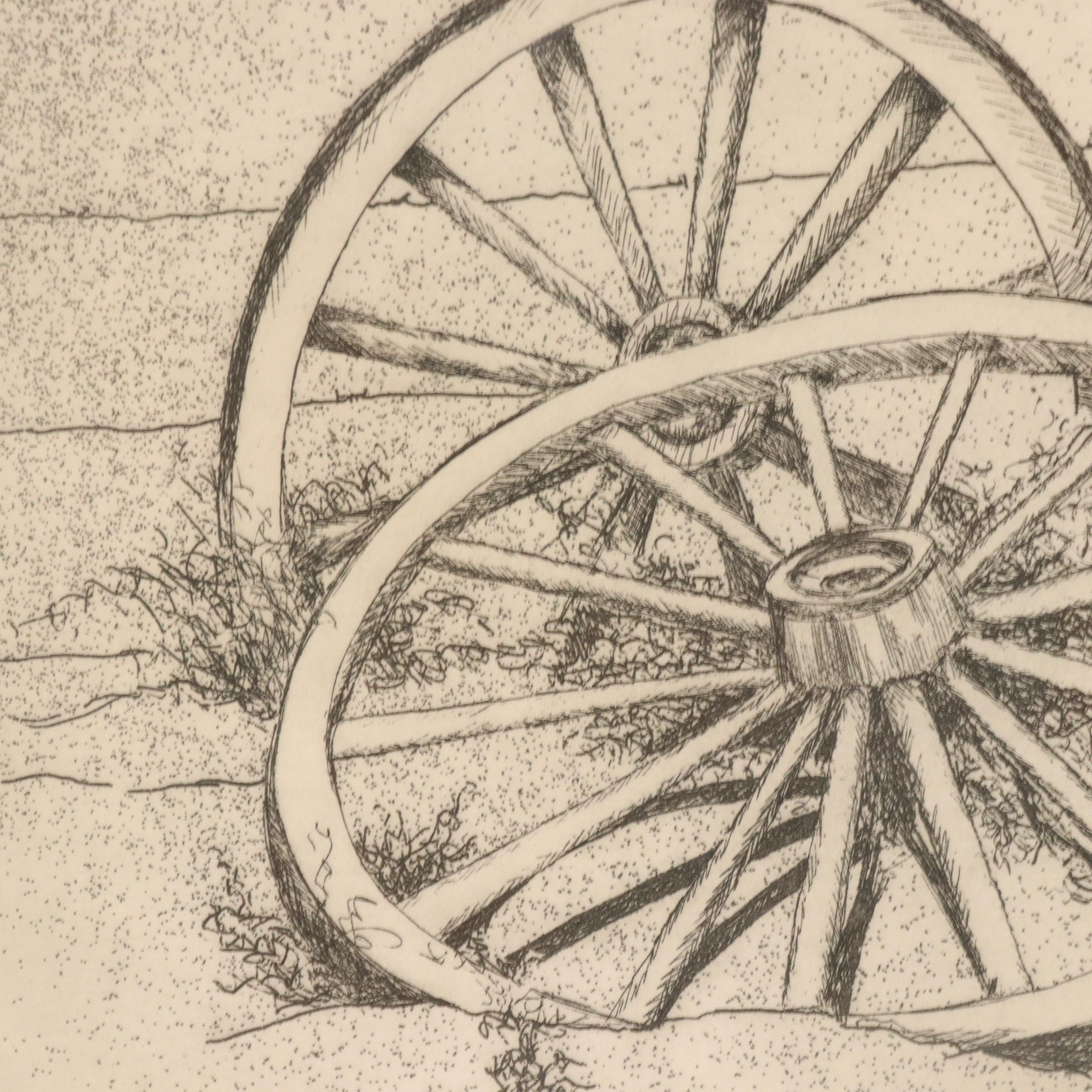 Kim F. Howard Etching "Fence Line," 1978