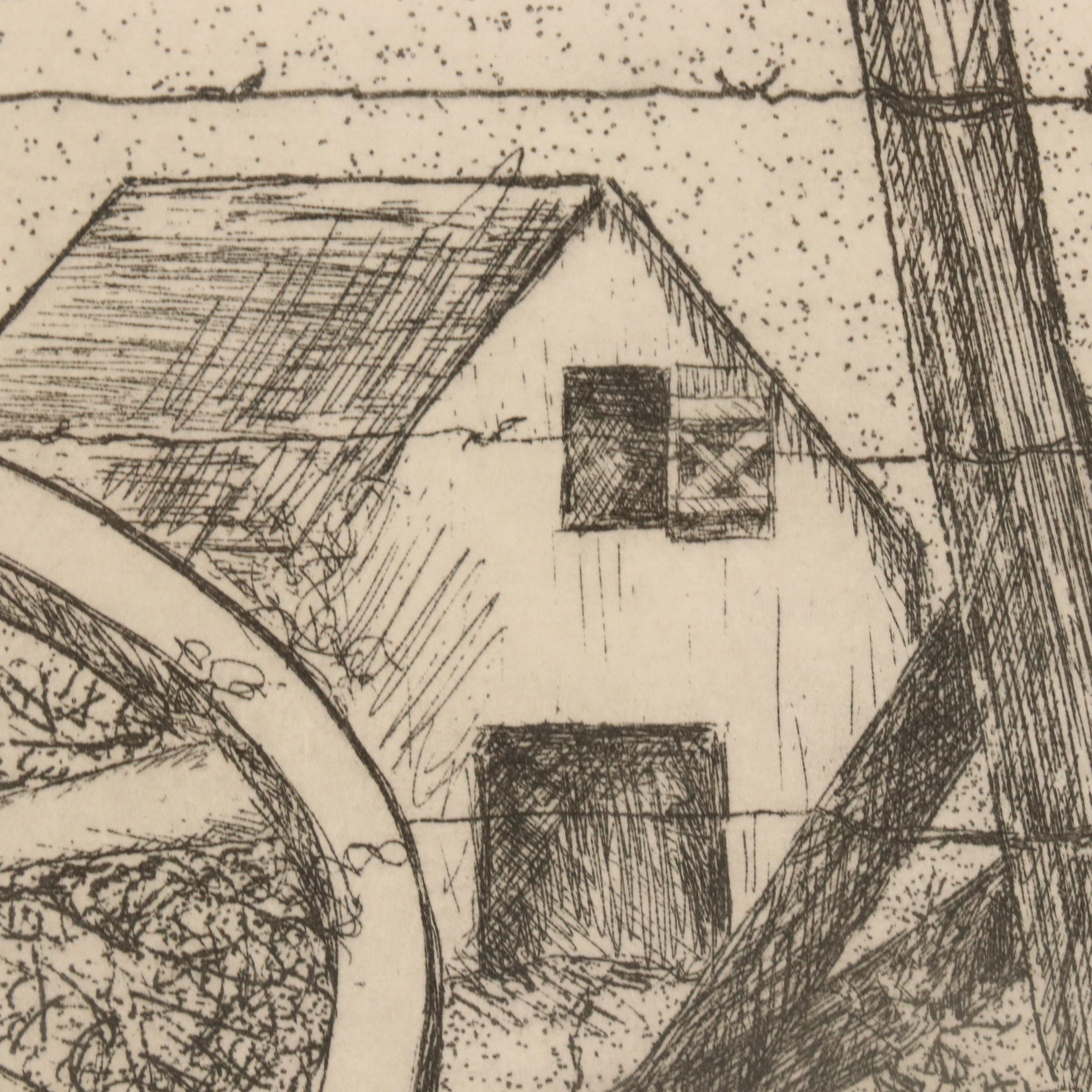 Kim F. Howard Etching "Fence Line," 1978