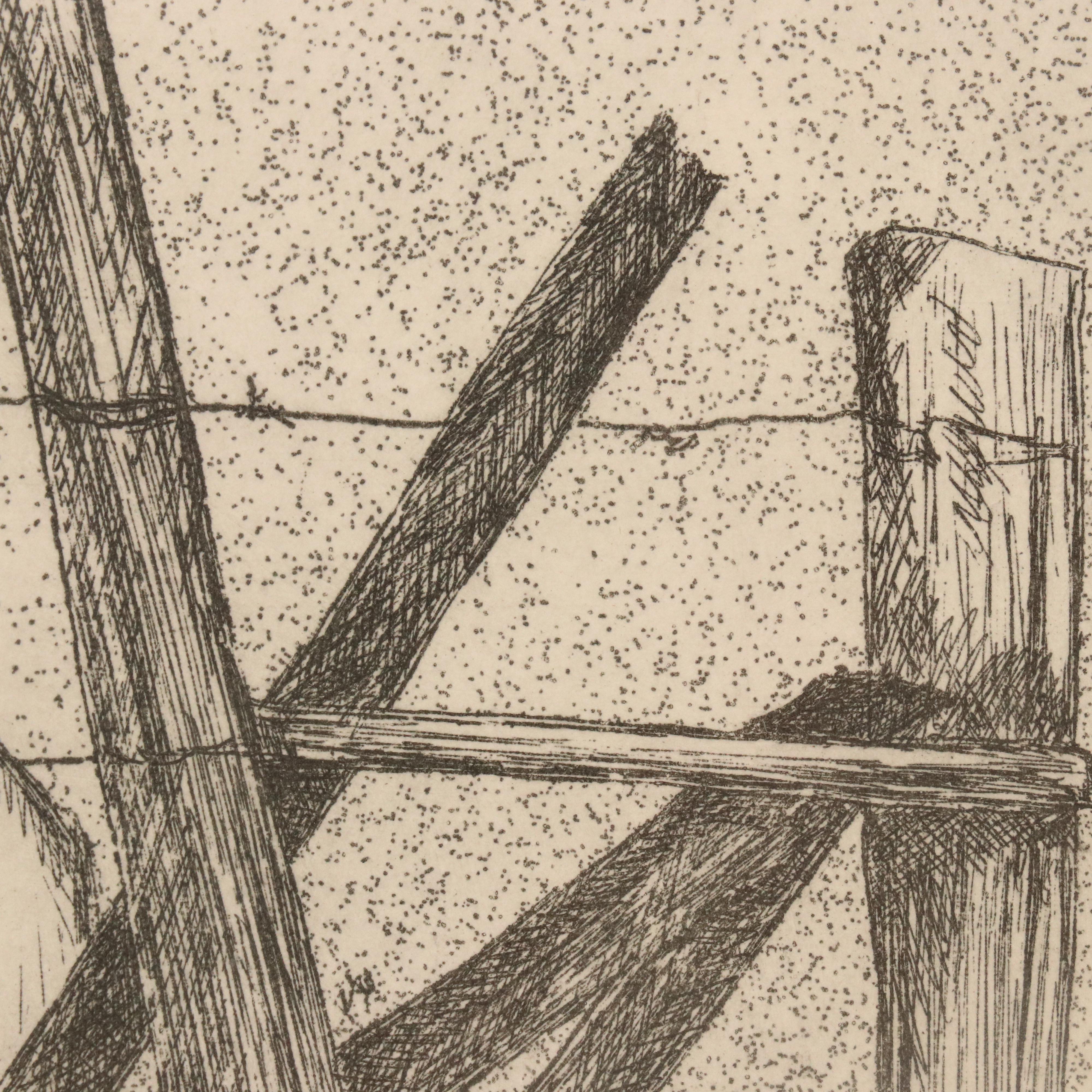 Kim F. Howard Etching "Fence Line," 1978