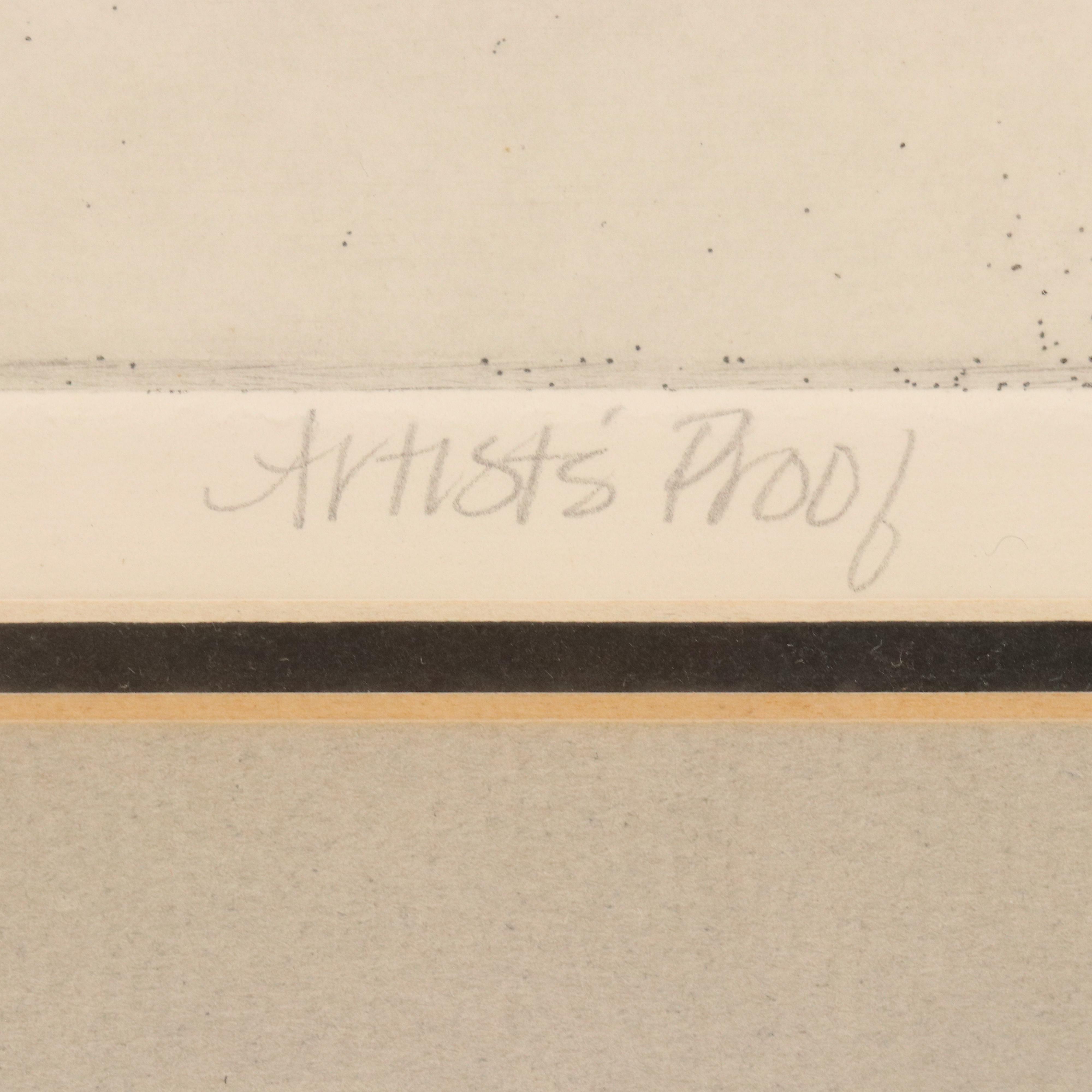 Kim F. Howard Etching "Fence Line," 1978