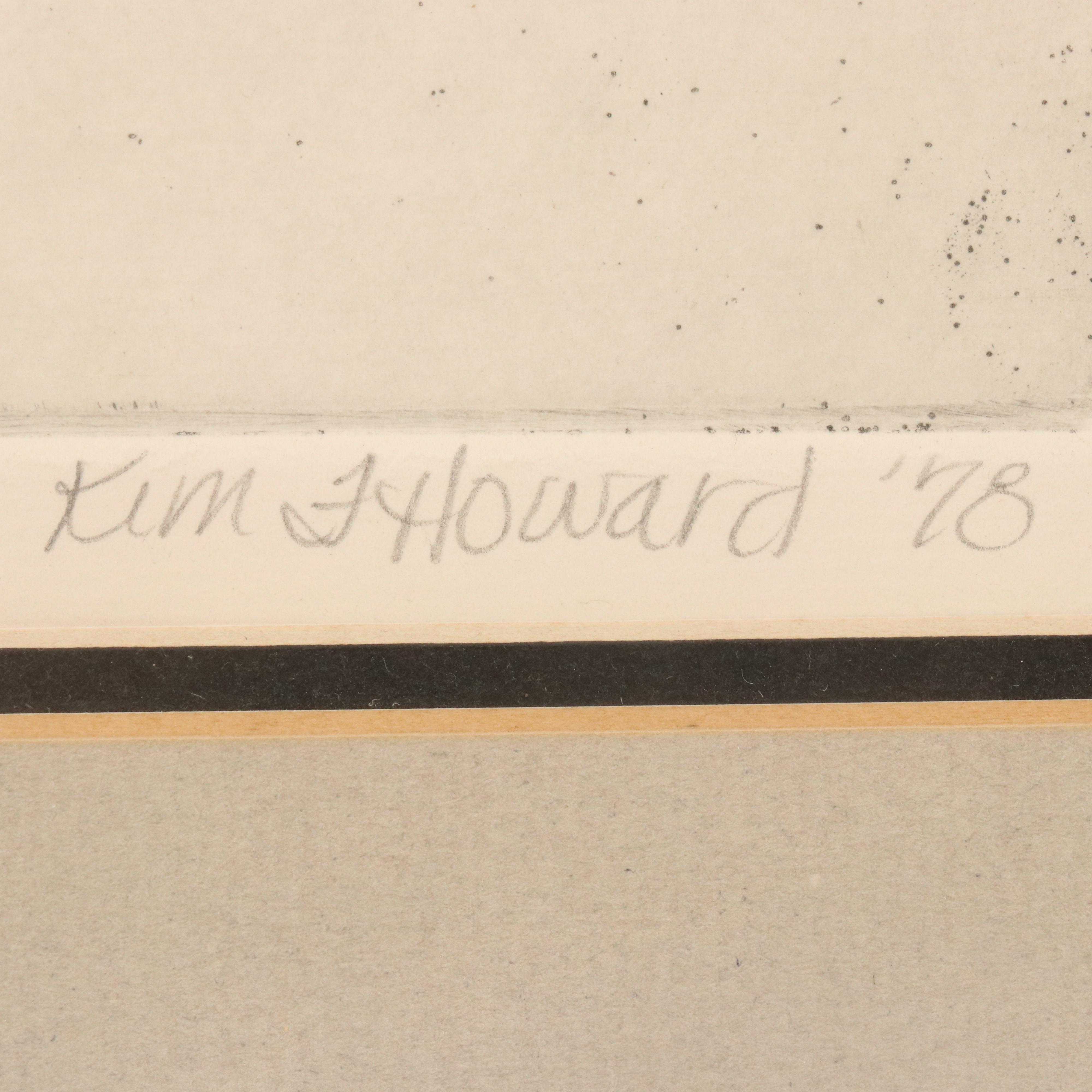 Kim F. Howard Etching "Fence Line," 1978