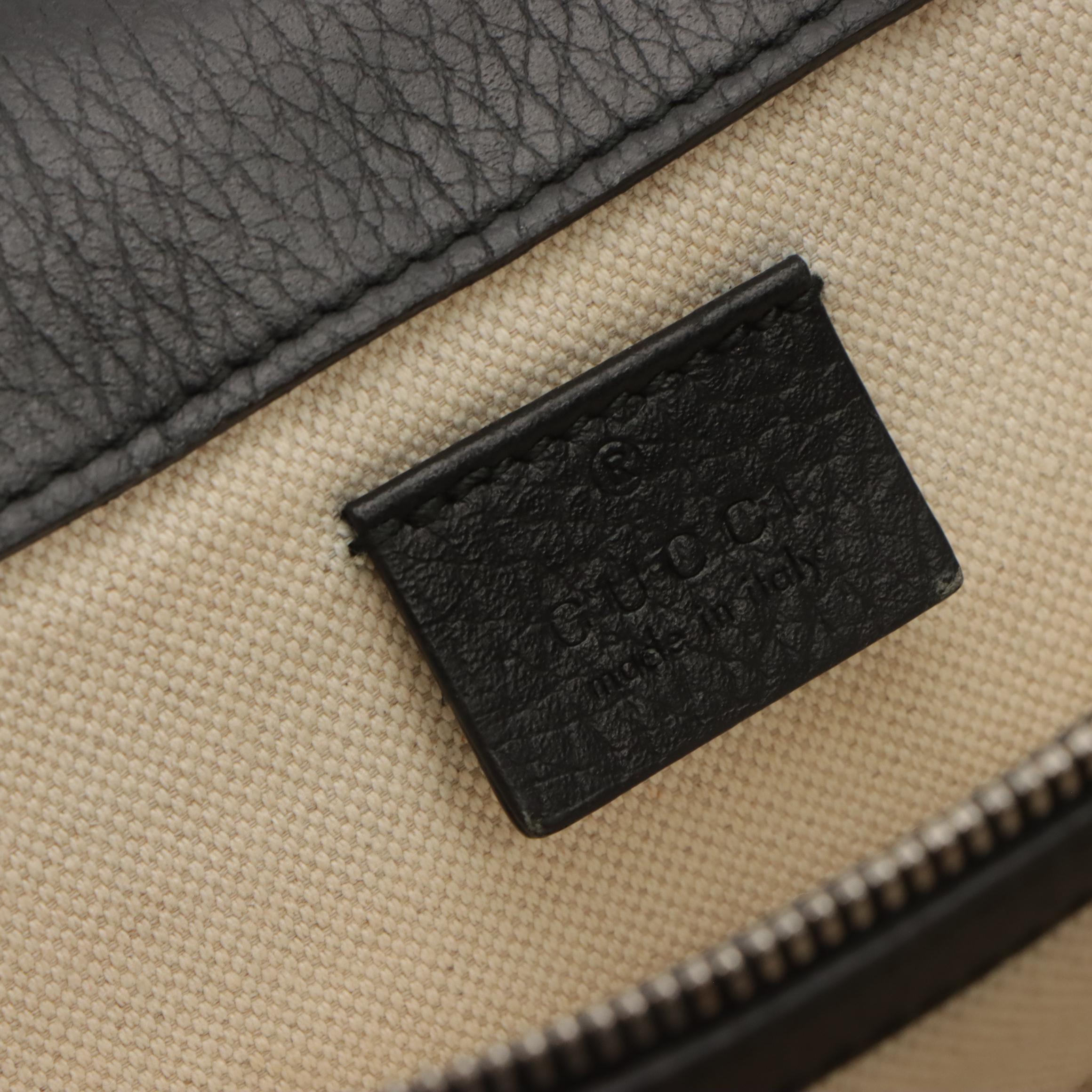 Gucci Medium Crystal Dionysus Shoulder Bag in Black Grained Leather