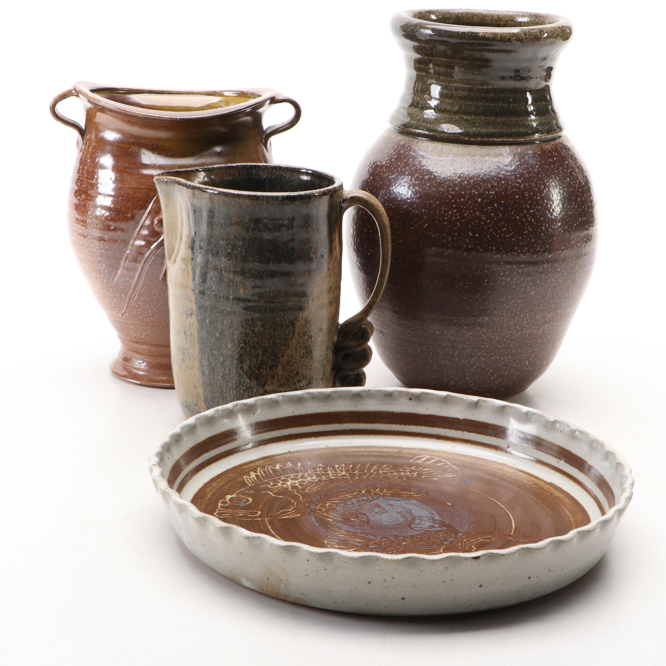 Stika Pottery Fish Plate with Other Art Pottery Tableware