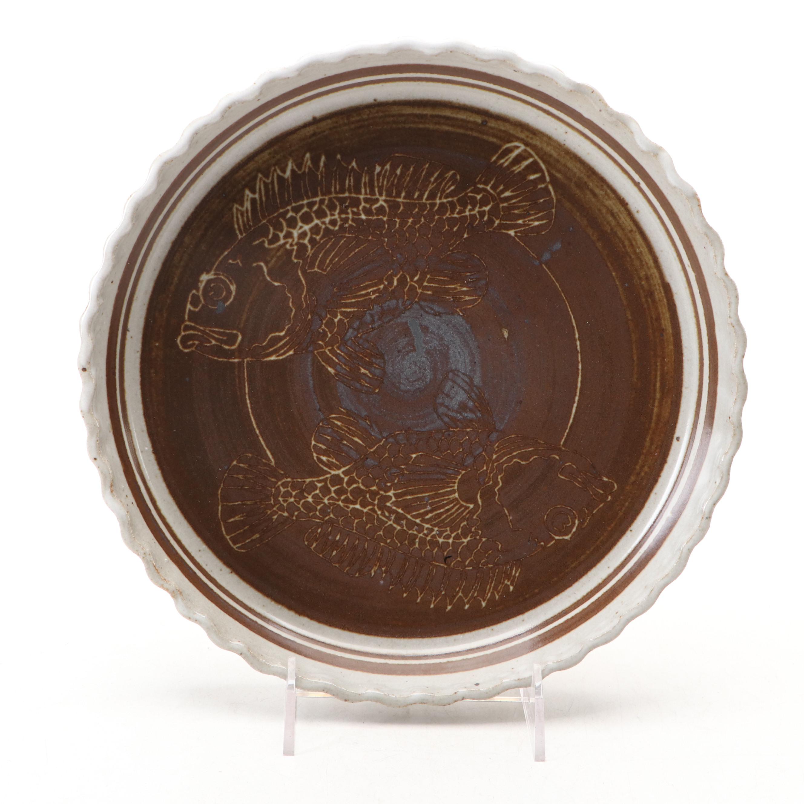 Stika Pottery Fish Plate with Other Art Pottery Tableware