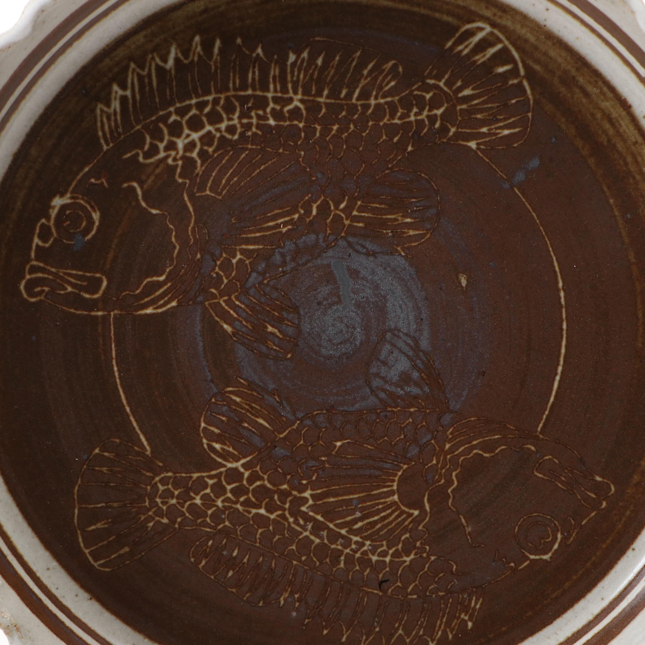 Stika Pottery Fish Plate with Other Art Pottery Tableware