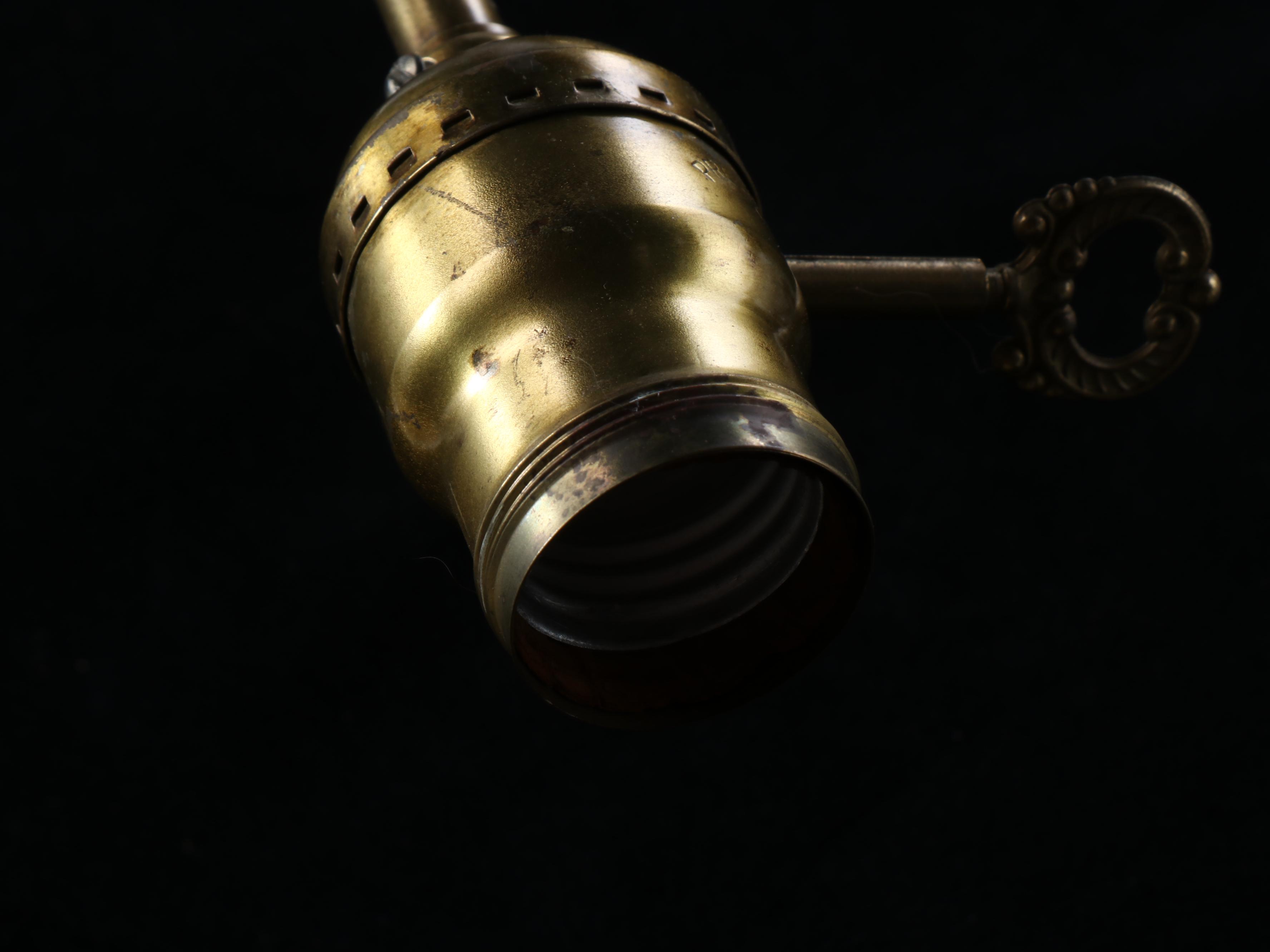 Victorian Style Brass and Satin Glass Pendants and Chandelier