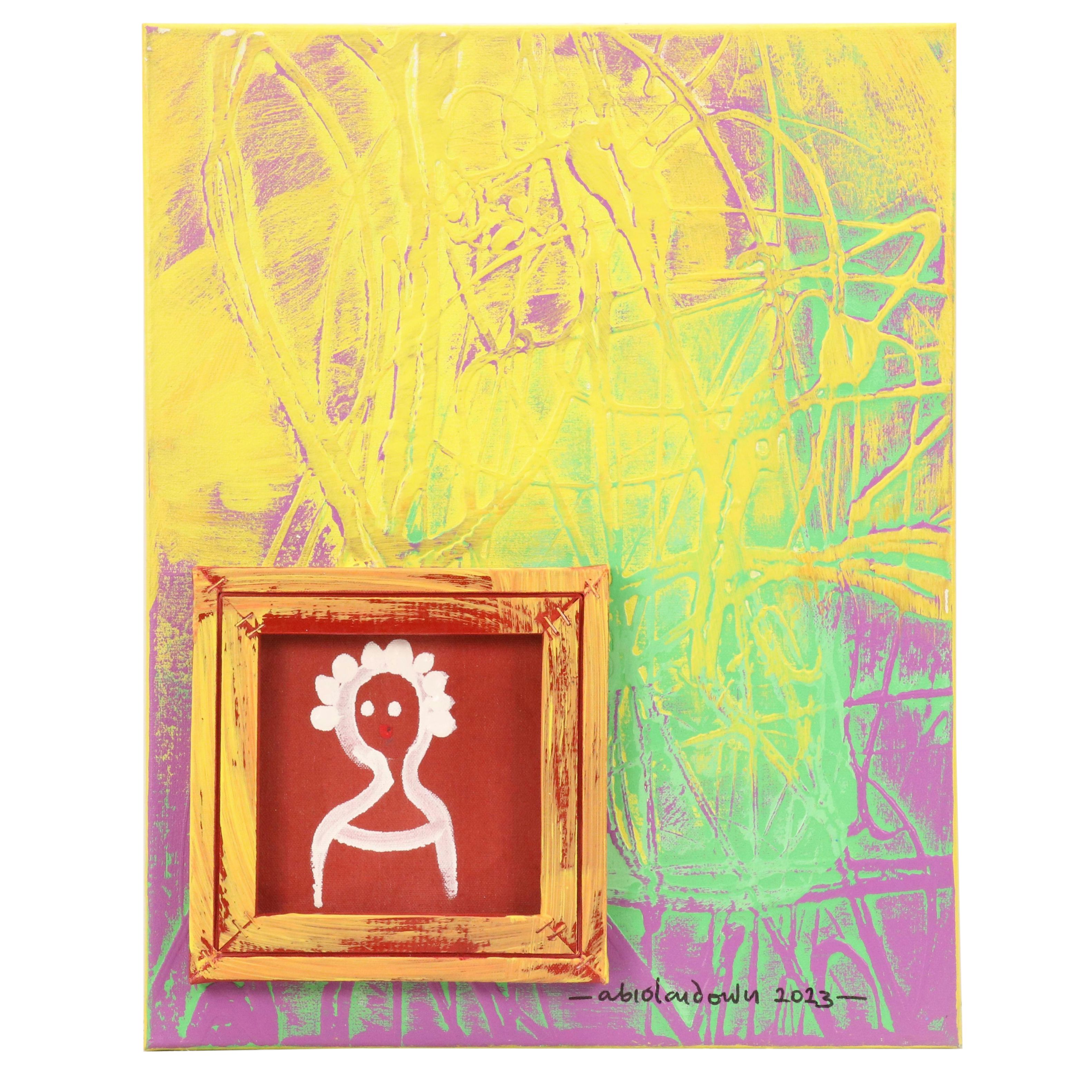 Abiola Idowu Abstract Mixed Media Portrait "Beautiful Life II," 2023