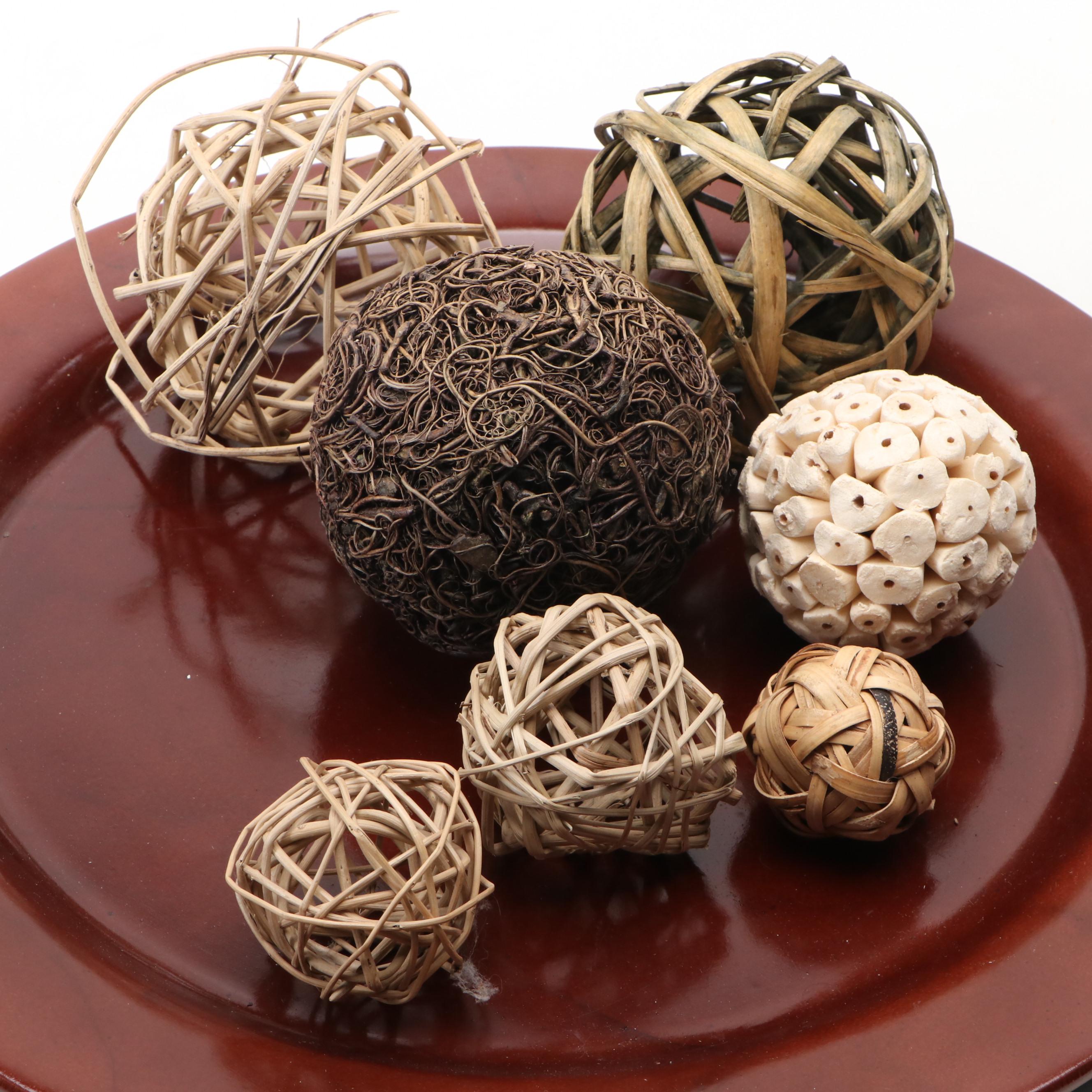 Contemporary Resin Vases with Chargers and Decorative Orbs