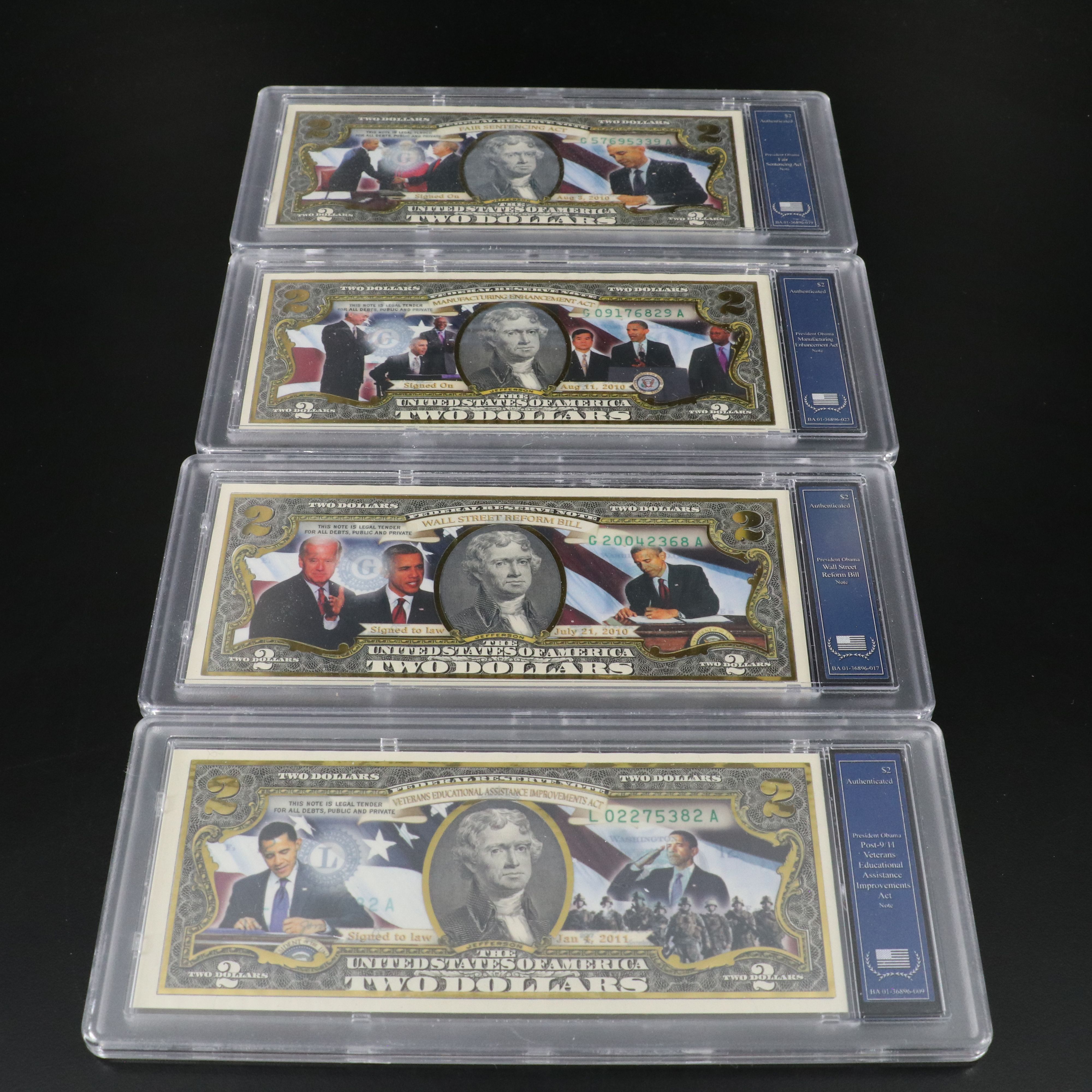 Collection of Twenty-Eight Obama Two Dollar Bills by the Bradford Exchange