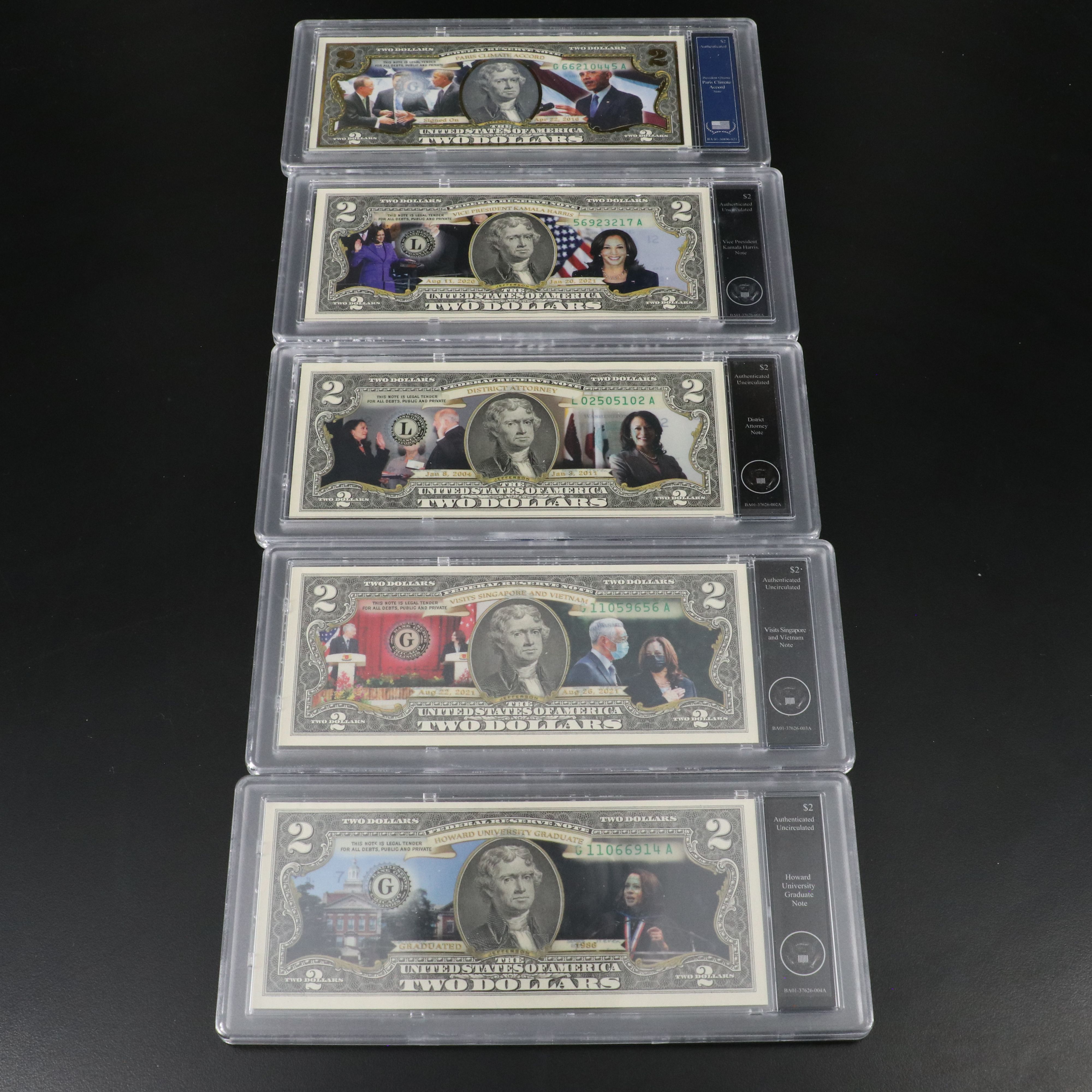 Collection of Twenty-Eight Obama Two Dollar Bills by the Bradford Exchange