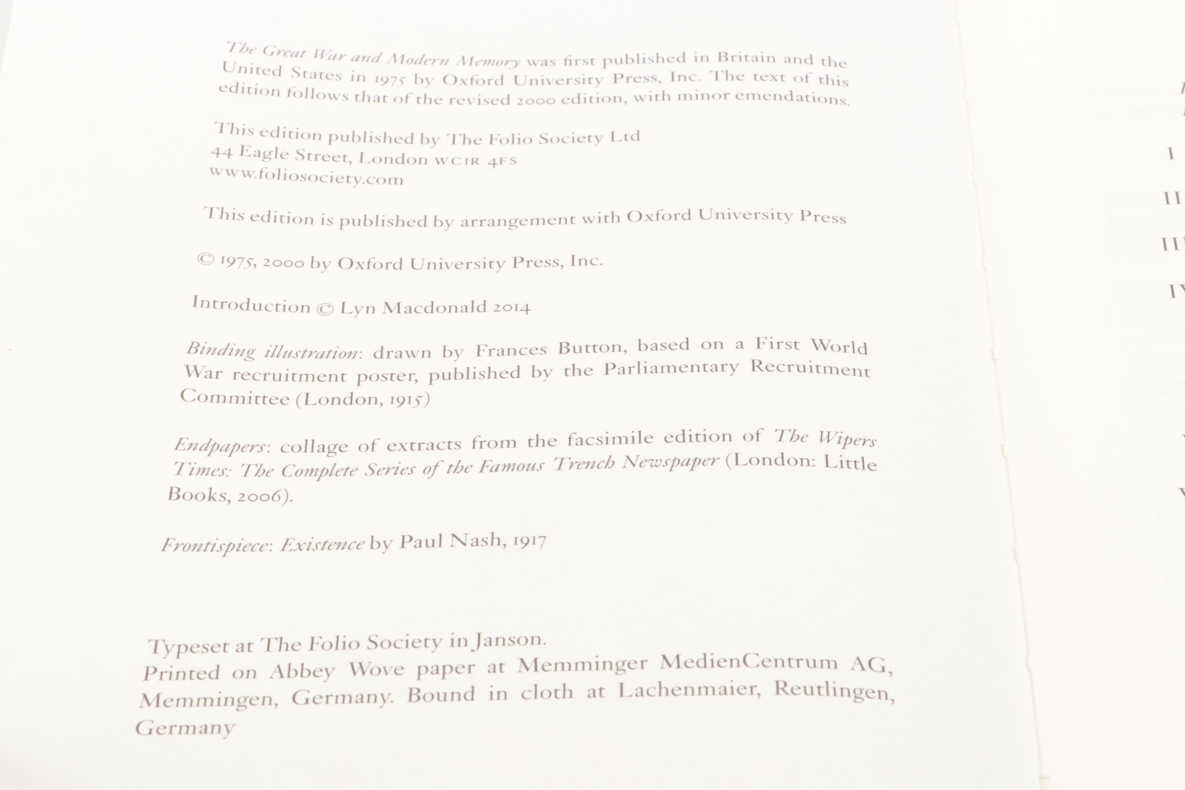 Folio Society "The War of the Roses" and "The Great War and Modern Memory"