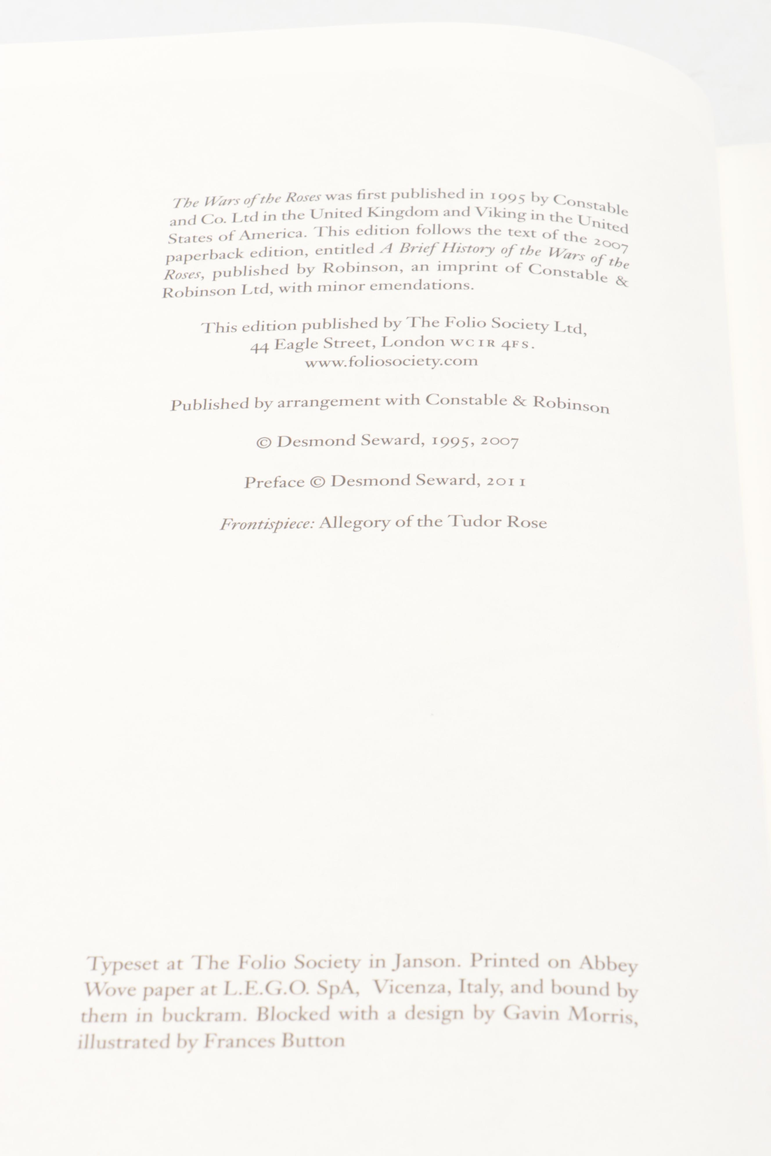 Folio Society "The War of the Roses" and "The Great War and Modern Memory"