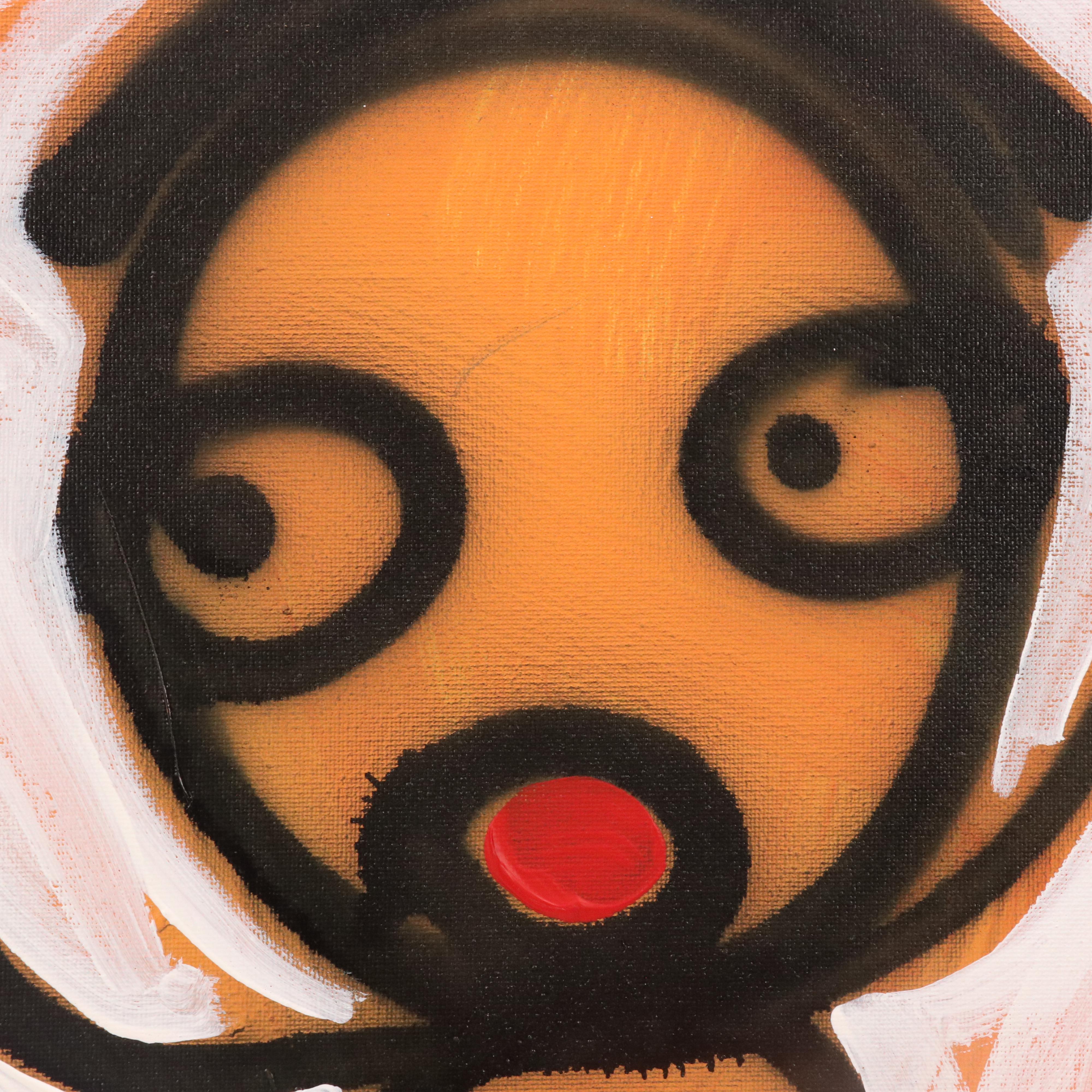 Abiola Idowu Neo-Expressionist Style Mixed Media Painting "Happiness"