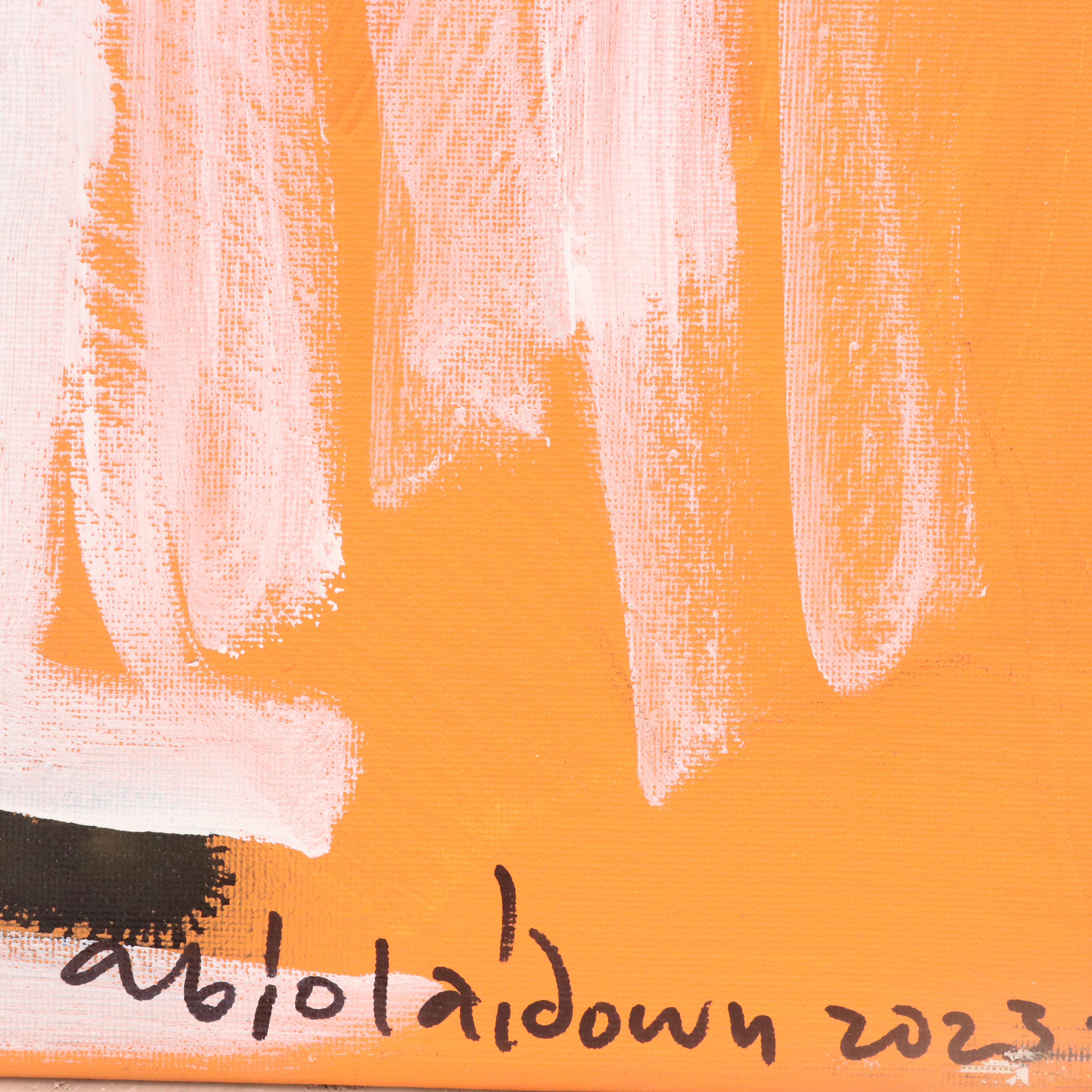 Abiola Idowu Neo-Expressionist Style Mixed Media Painting "Happiness"