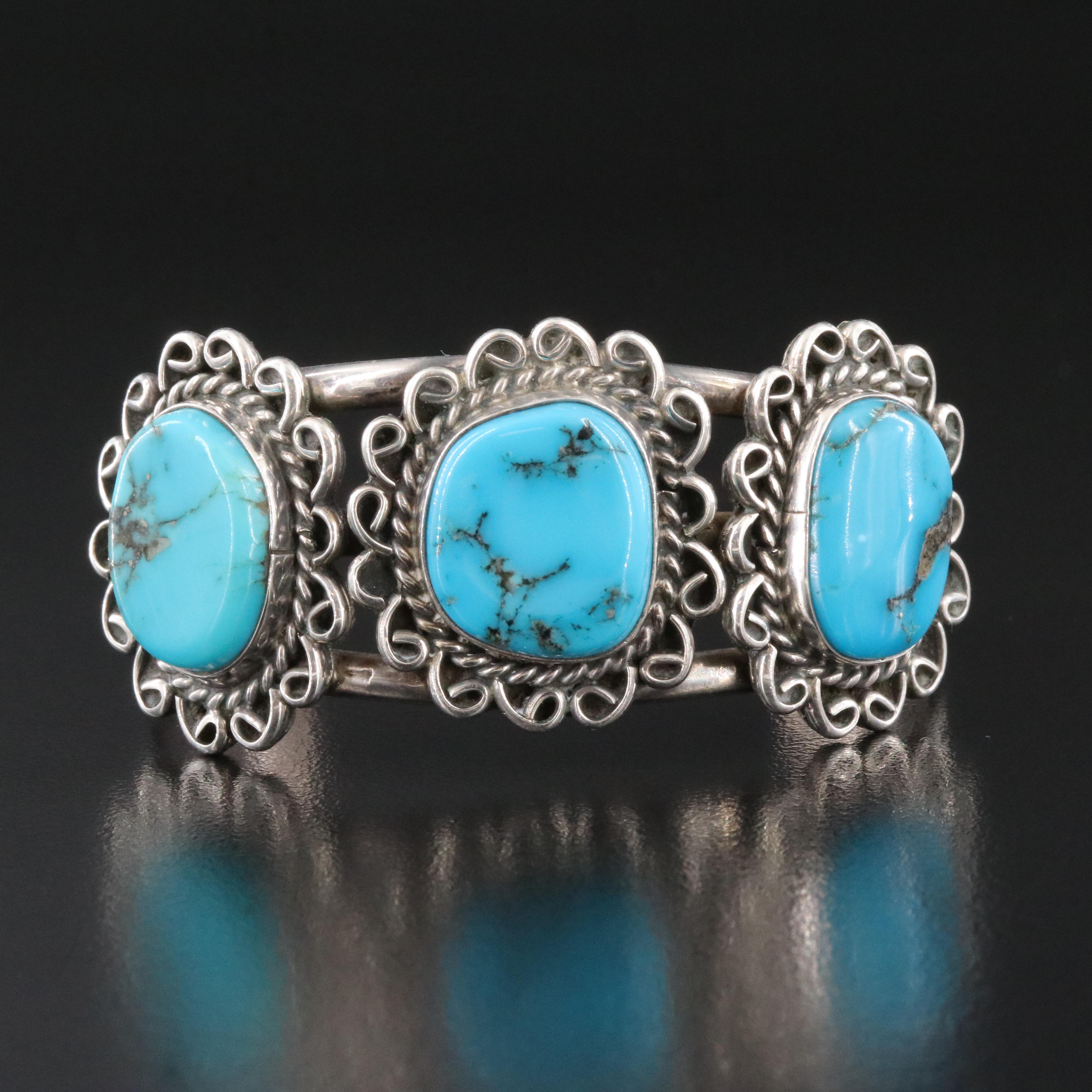 Sterling Lace Turquoise Cuff