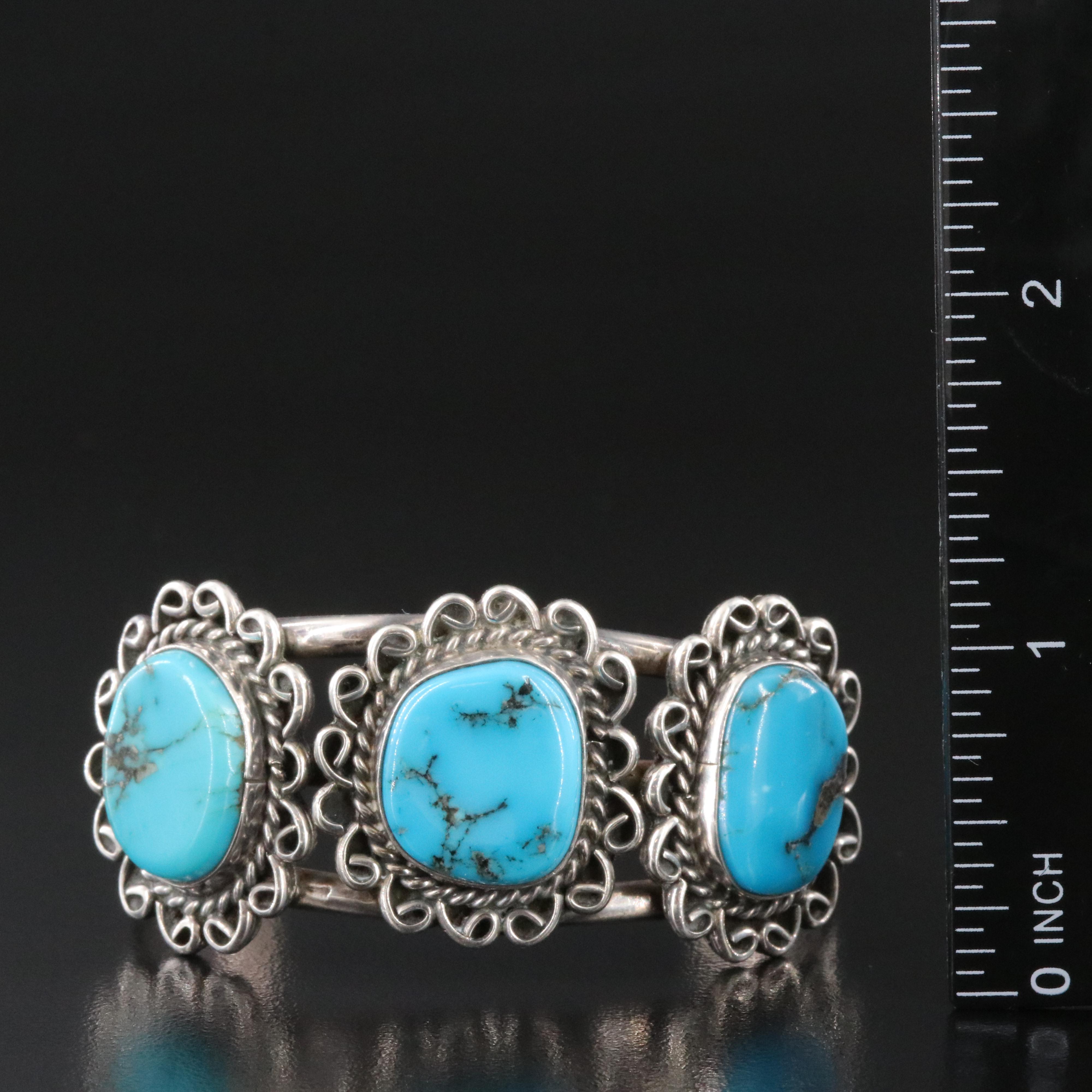 Sterling Lace Turquoise Cuff