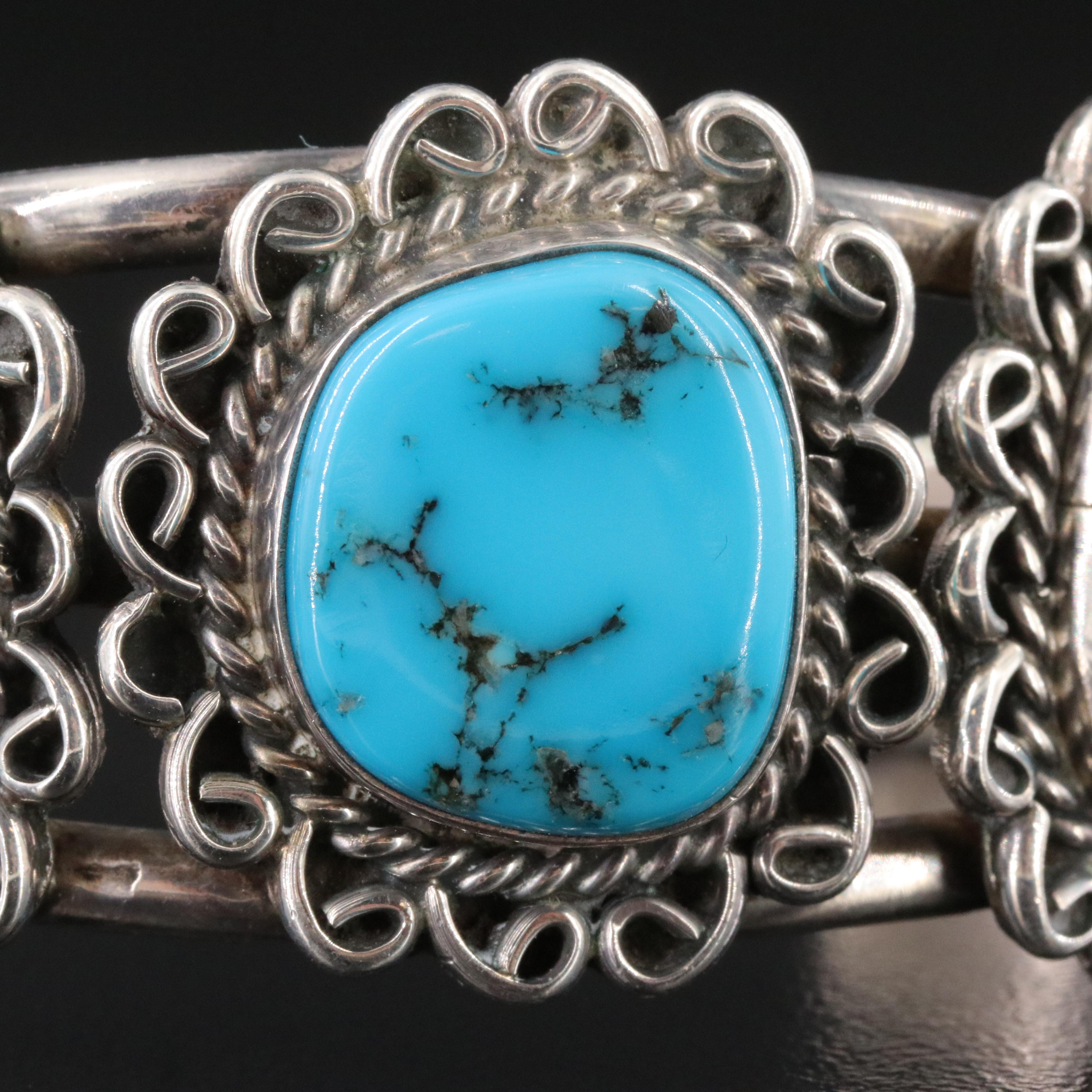 Sterling Lace Turquoise Cuff