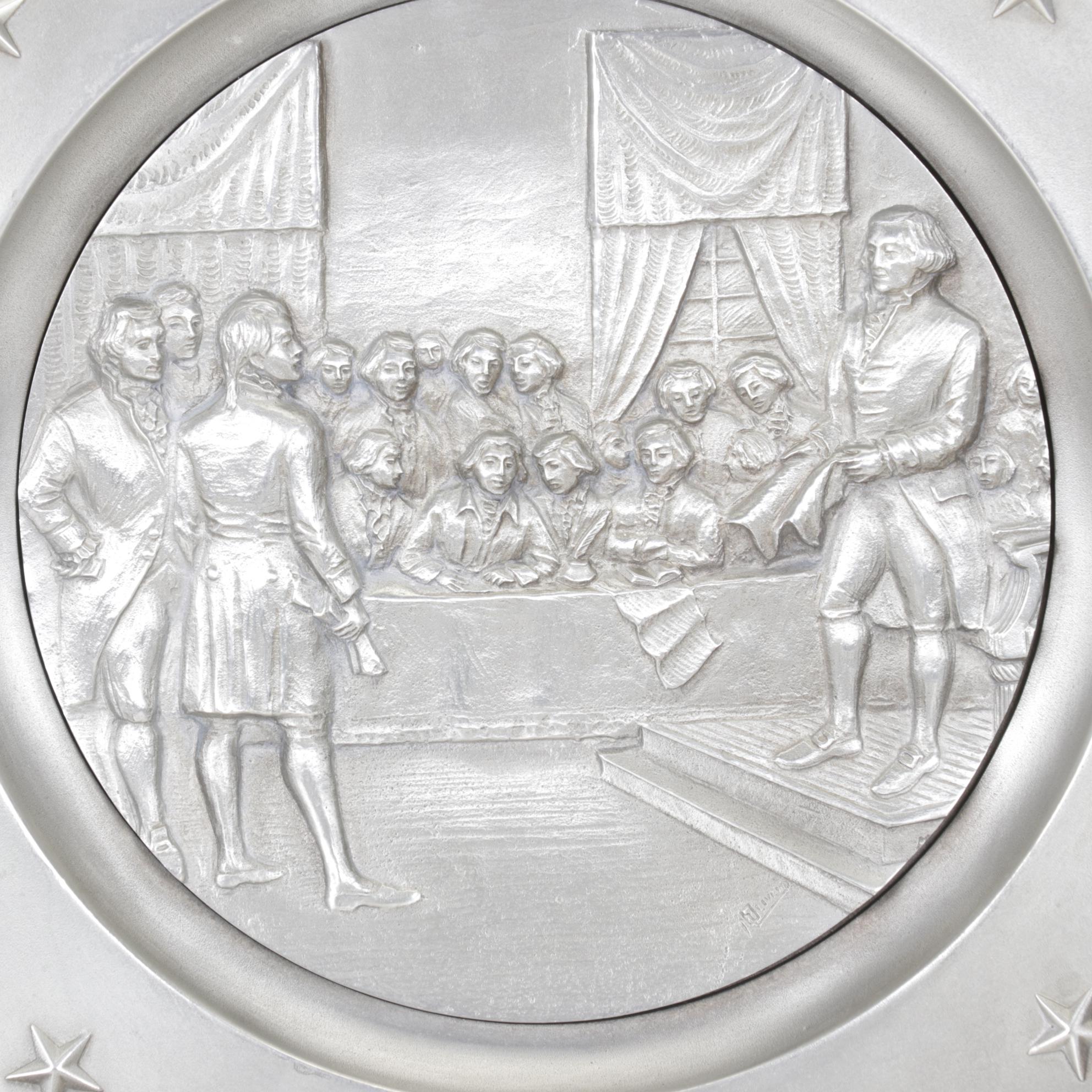 Pewter Bicentennial Commemorative Plate & Candle Holders