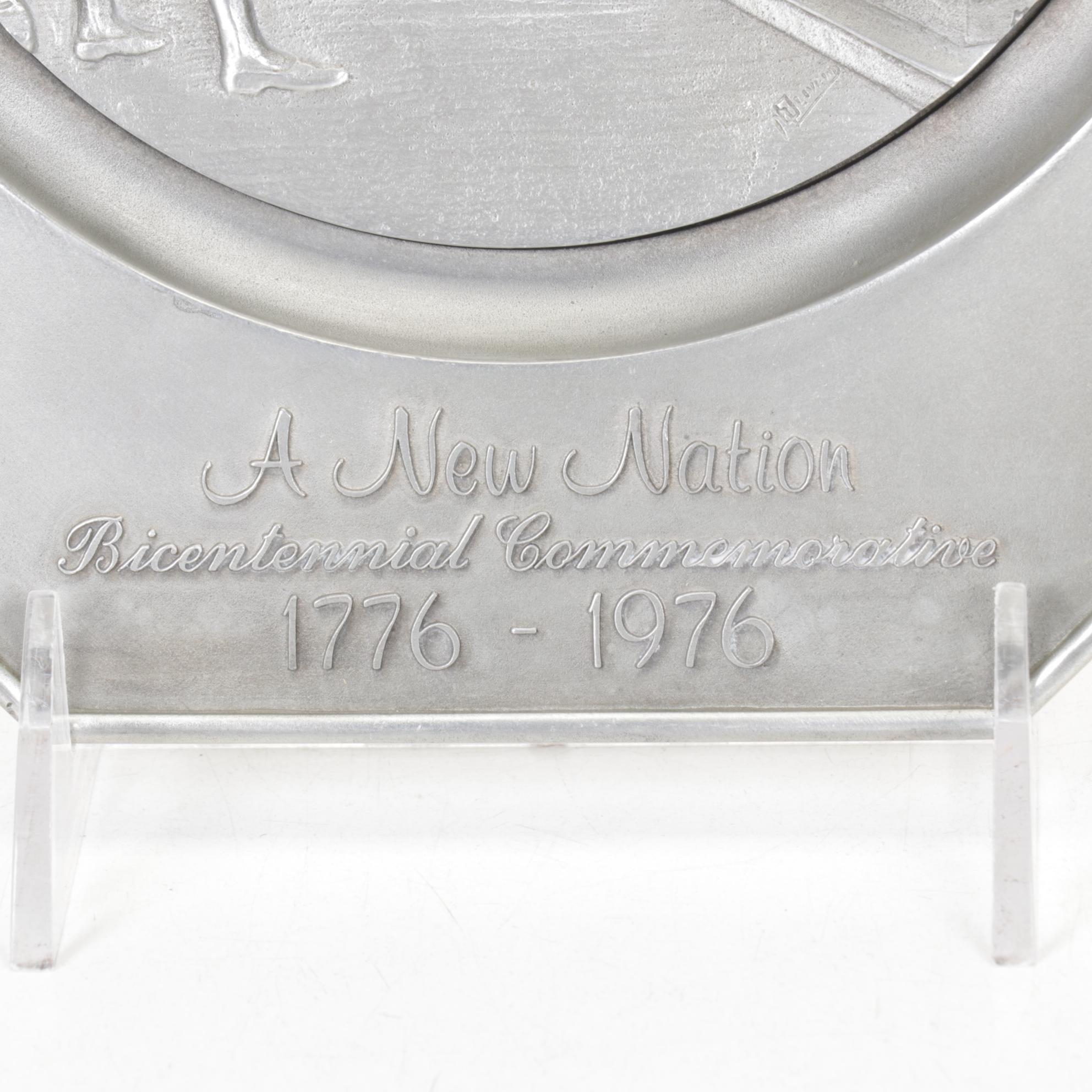 Pewter Bicentennial Commemorative Plate & Candle Holders