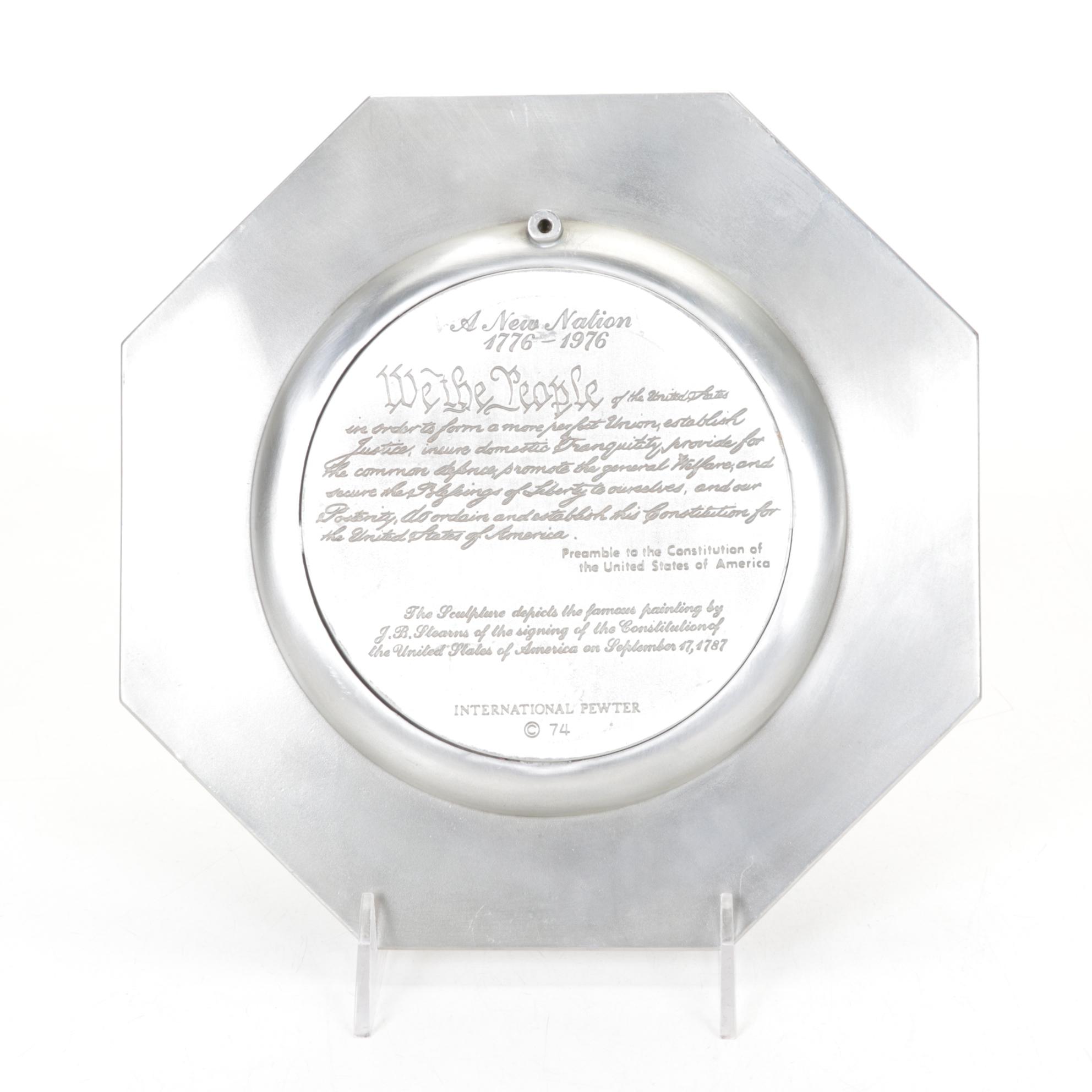 Pewter Bicentennial Commemorative Plate & Candle Holders