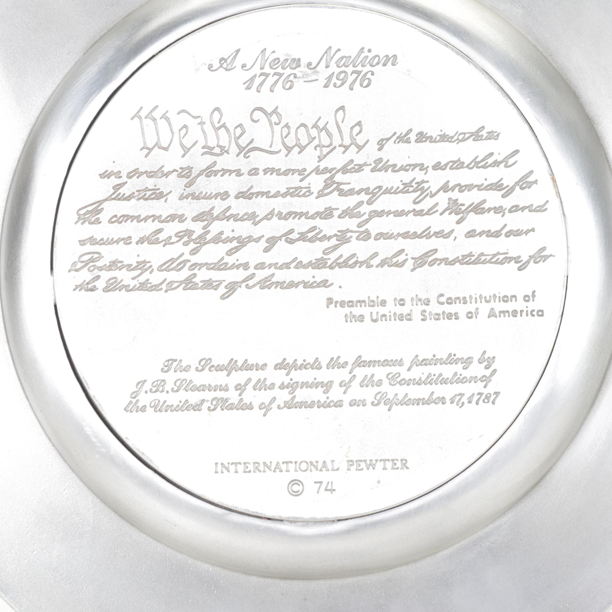 Pewter Bicentennial Commemorative Plate & Candle Holders