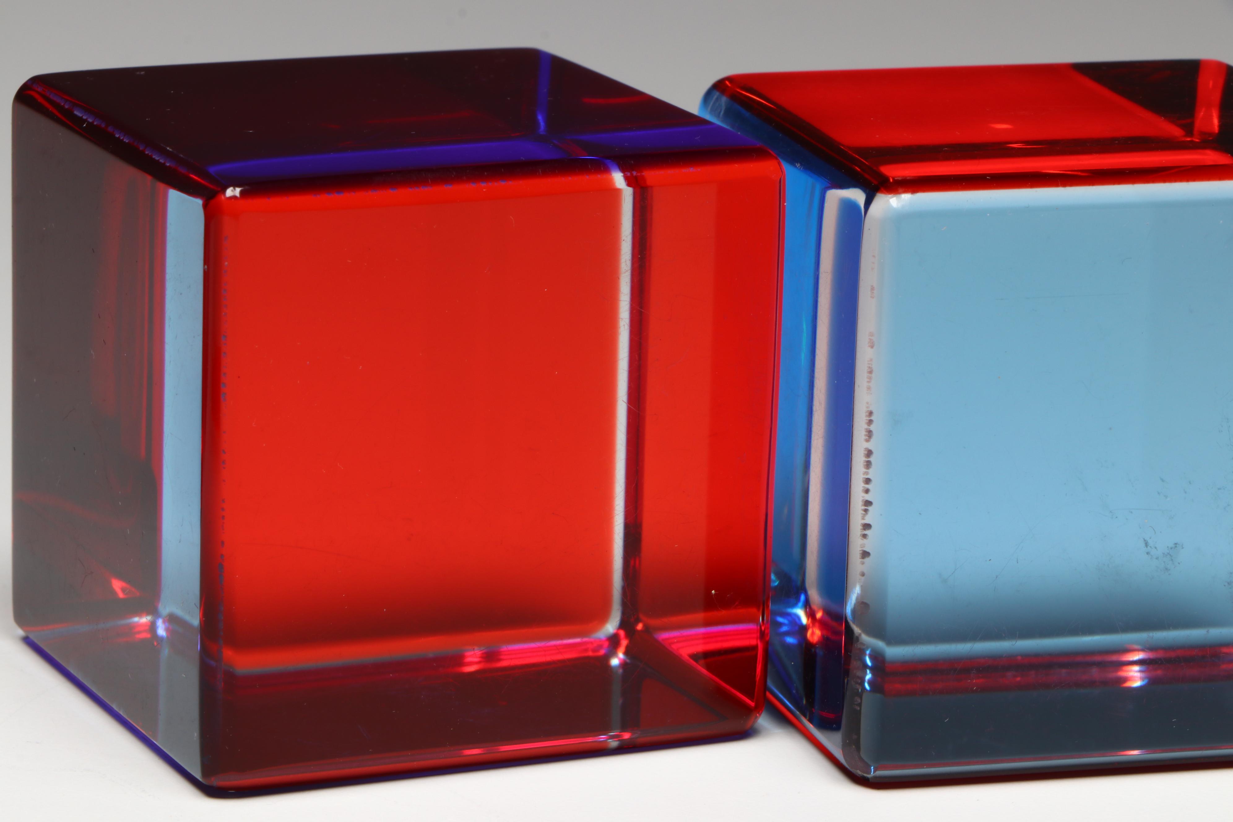 Vasa Velizar Mihich Signed Multicolor Acrylic Cubes, 1988