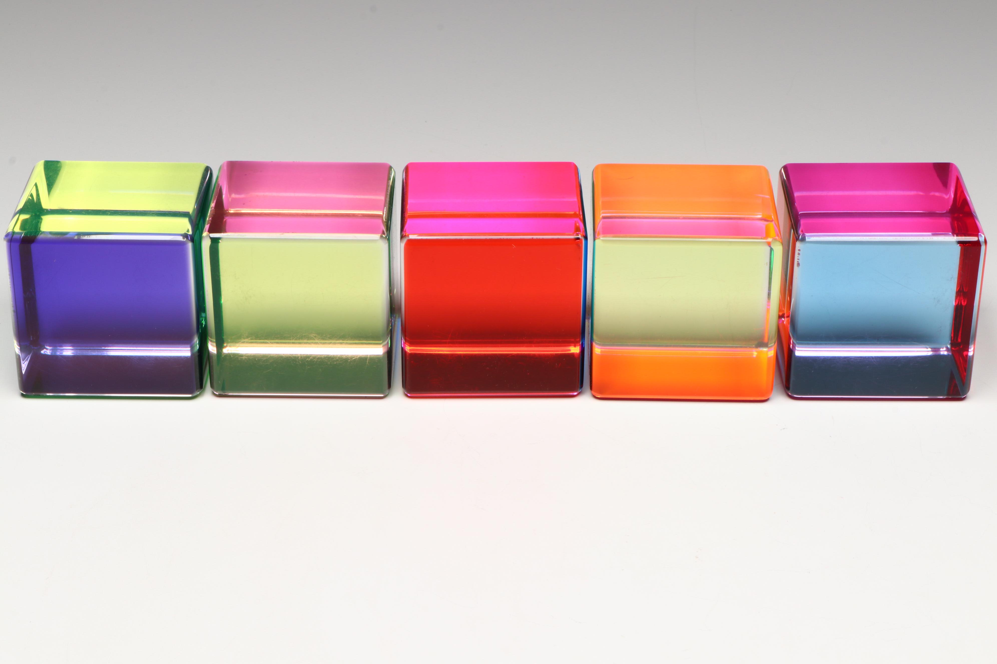 Vasa Velizar Mihich Signed Multicolor Acrylic Cubes, 1988