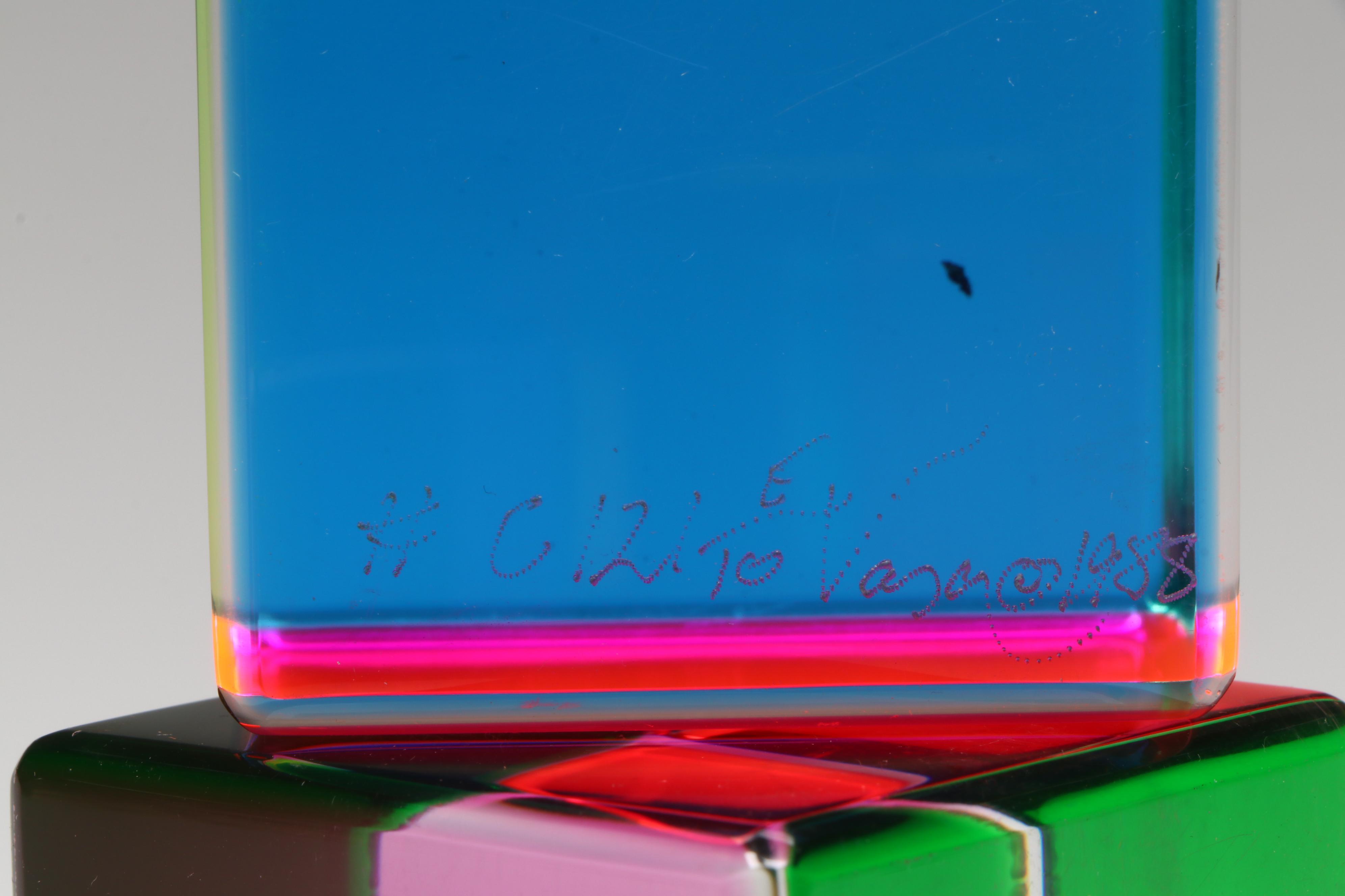Vasa Velizar Mihich Signed Multicolor Acrylic Cubes, 1988