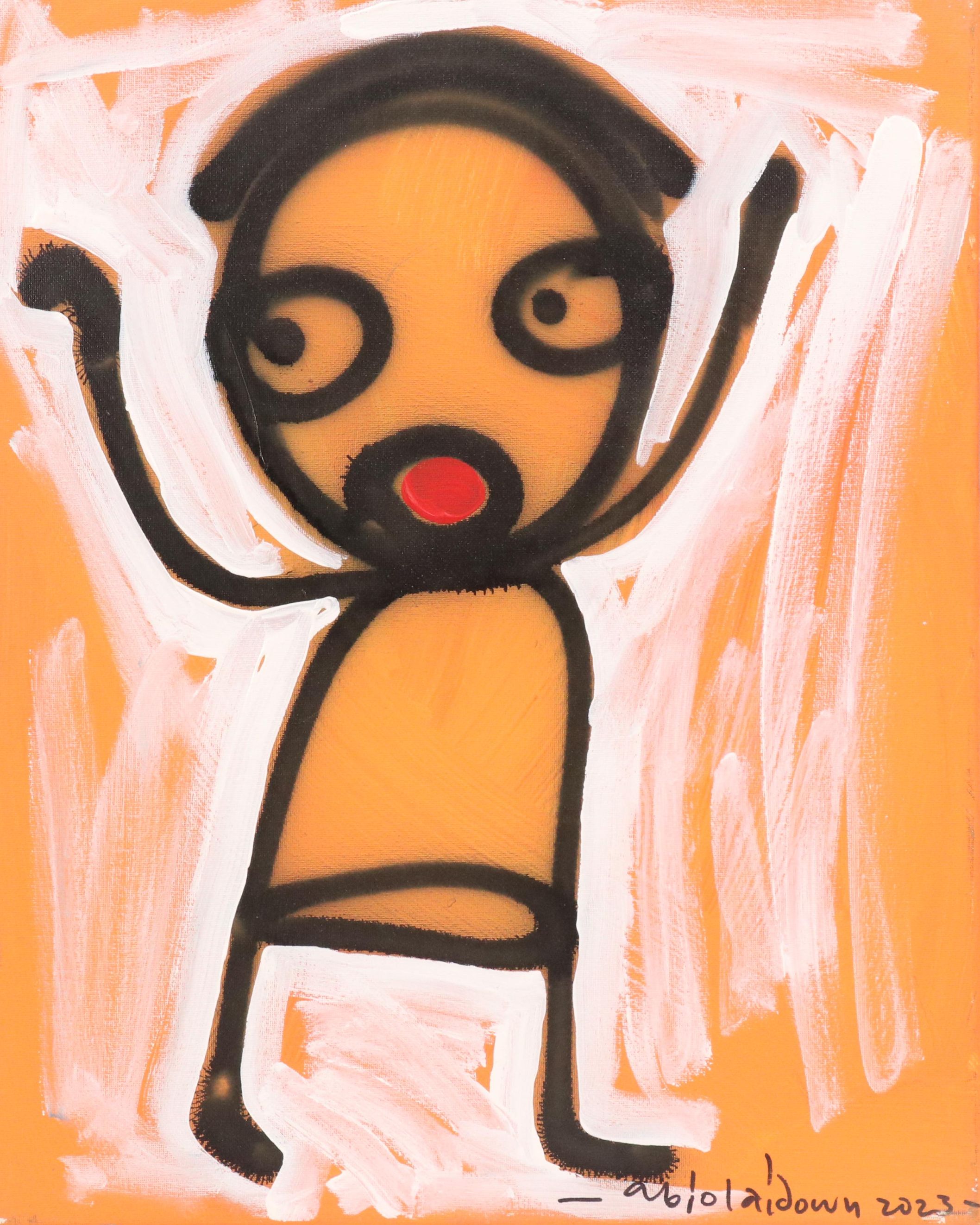 Abiola Idowu Neo-Expressionist Style Mixed Media Painting "Happiness"