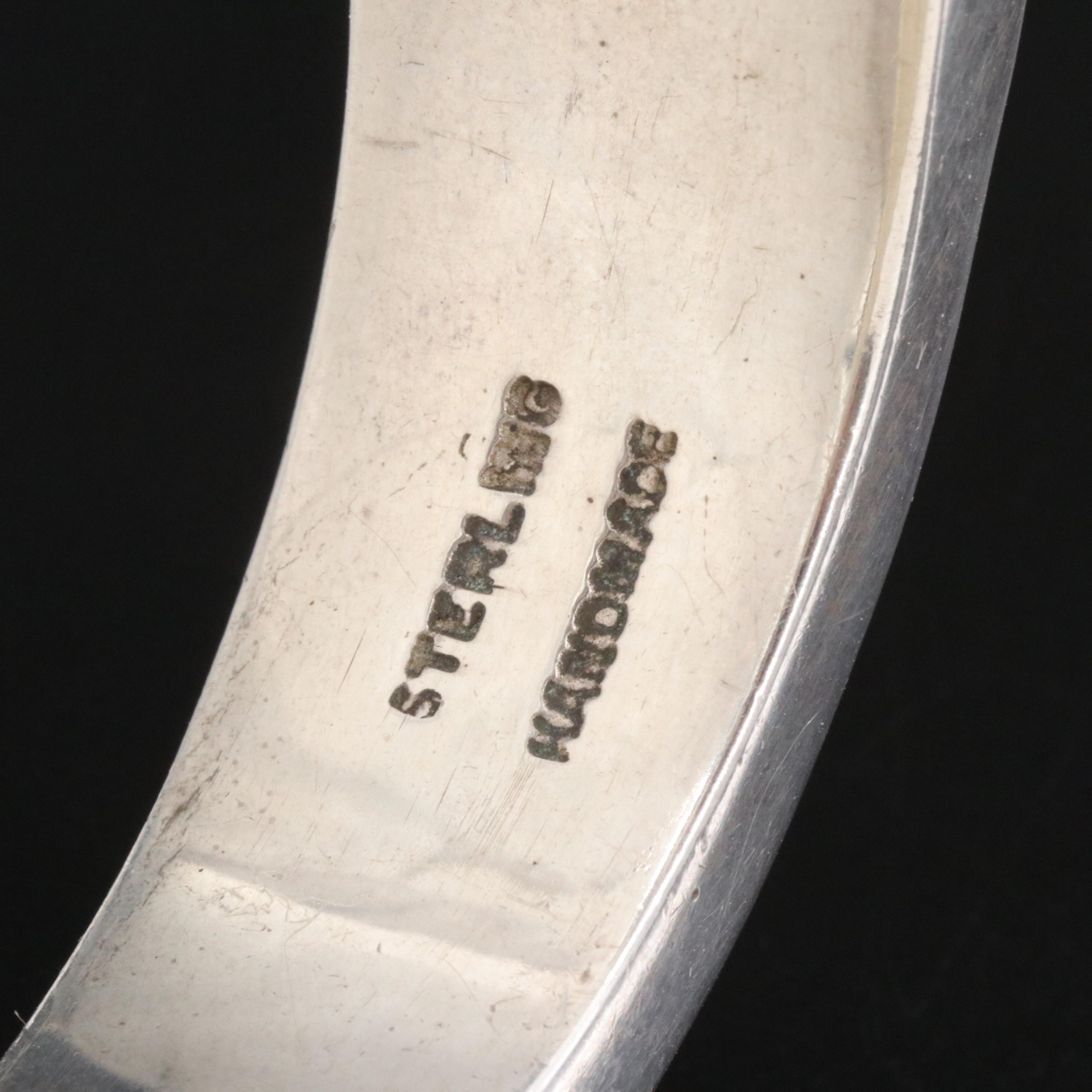 Southwestern Sterling Handmade Turquoise Inlay Tapered Bracelet