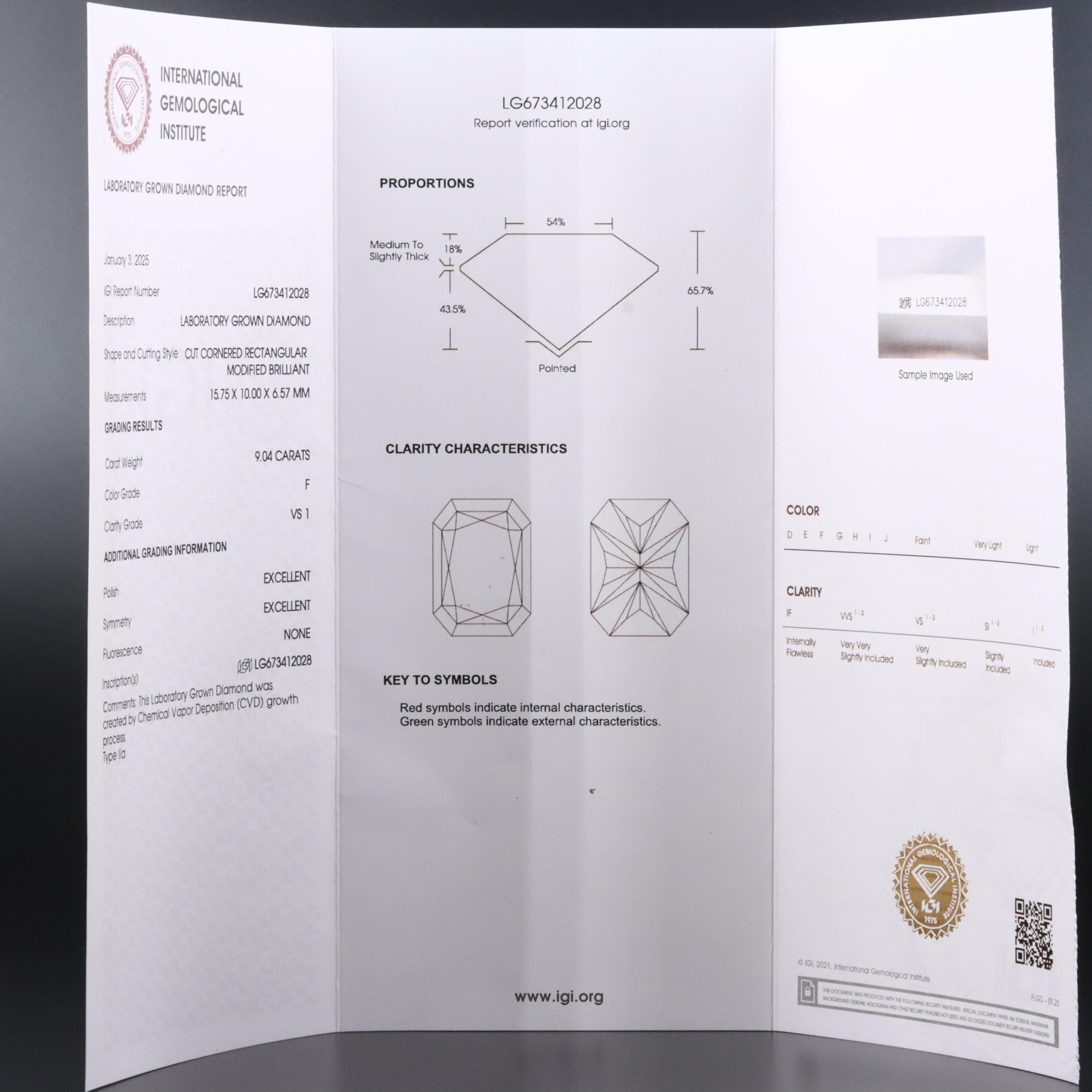 14K 9.04 CT Lab Grown Diamond Solitaire Ring with IGI Report