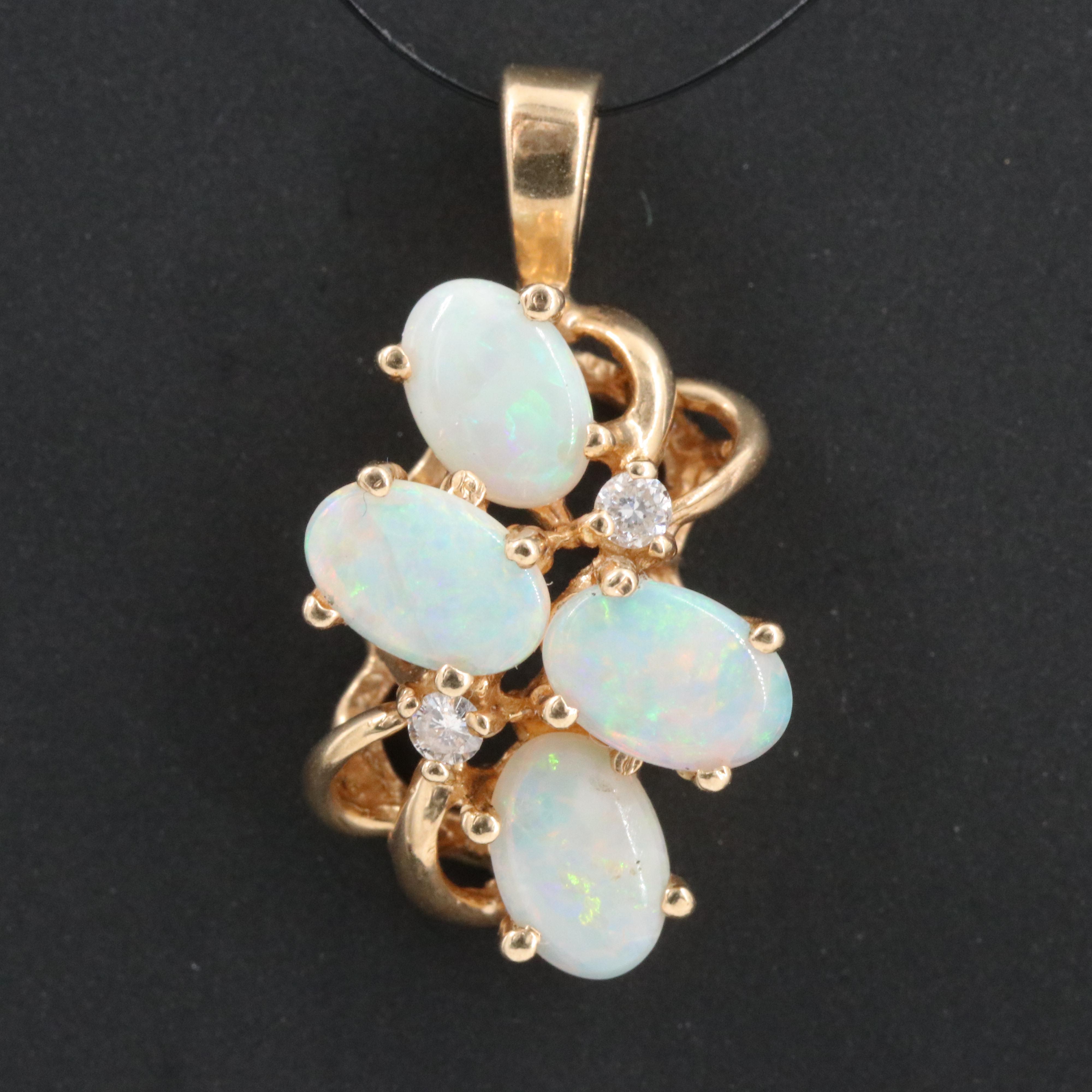 14K Opal and Diamond Pendant