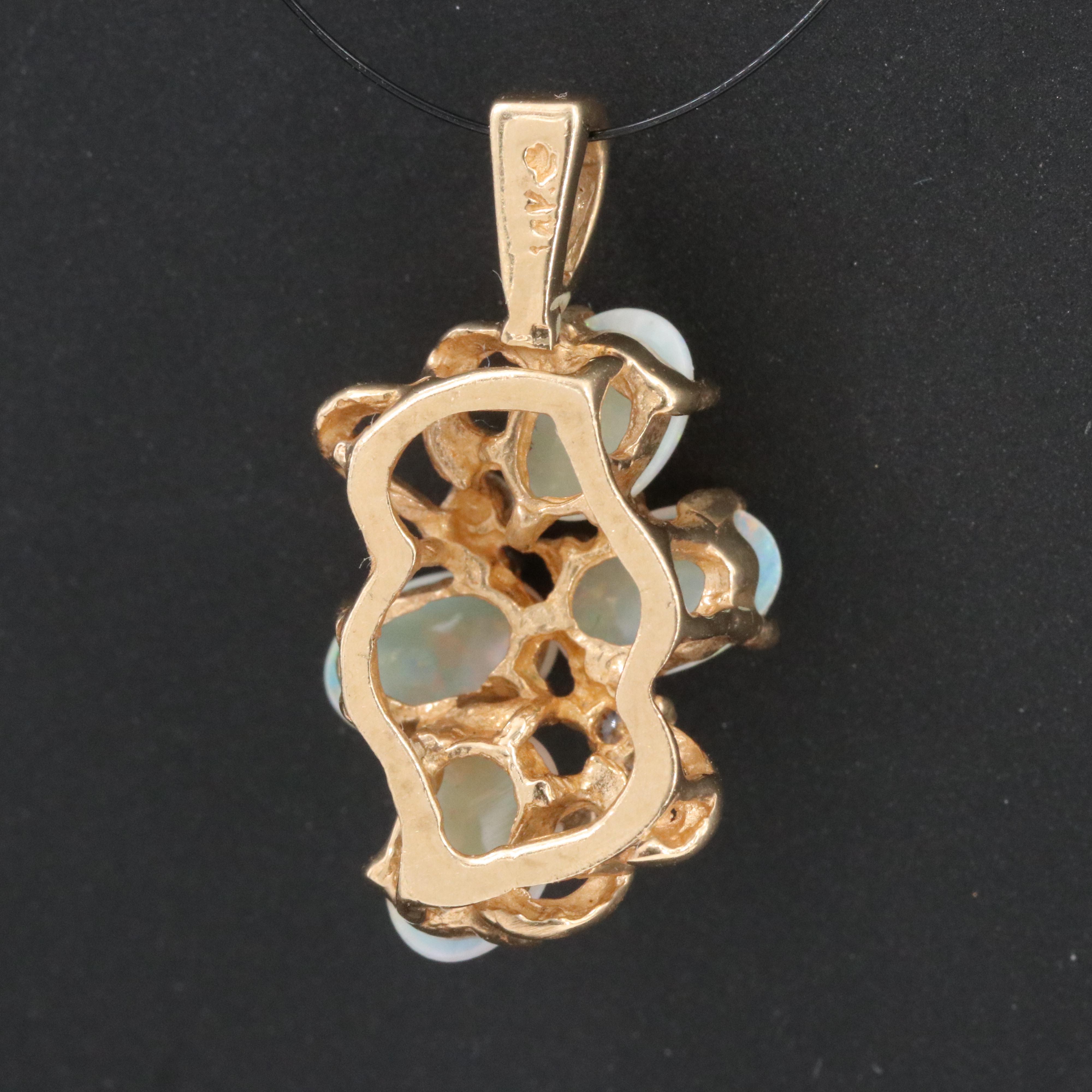 14K Opal and Diamond Pendant