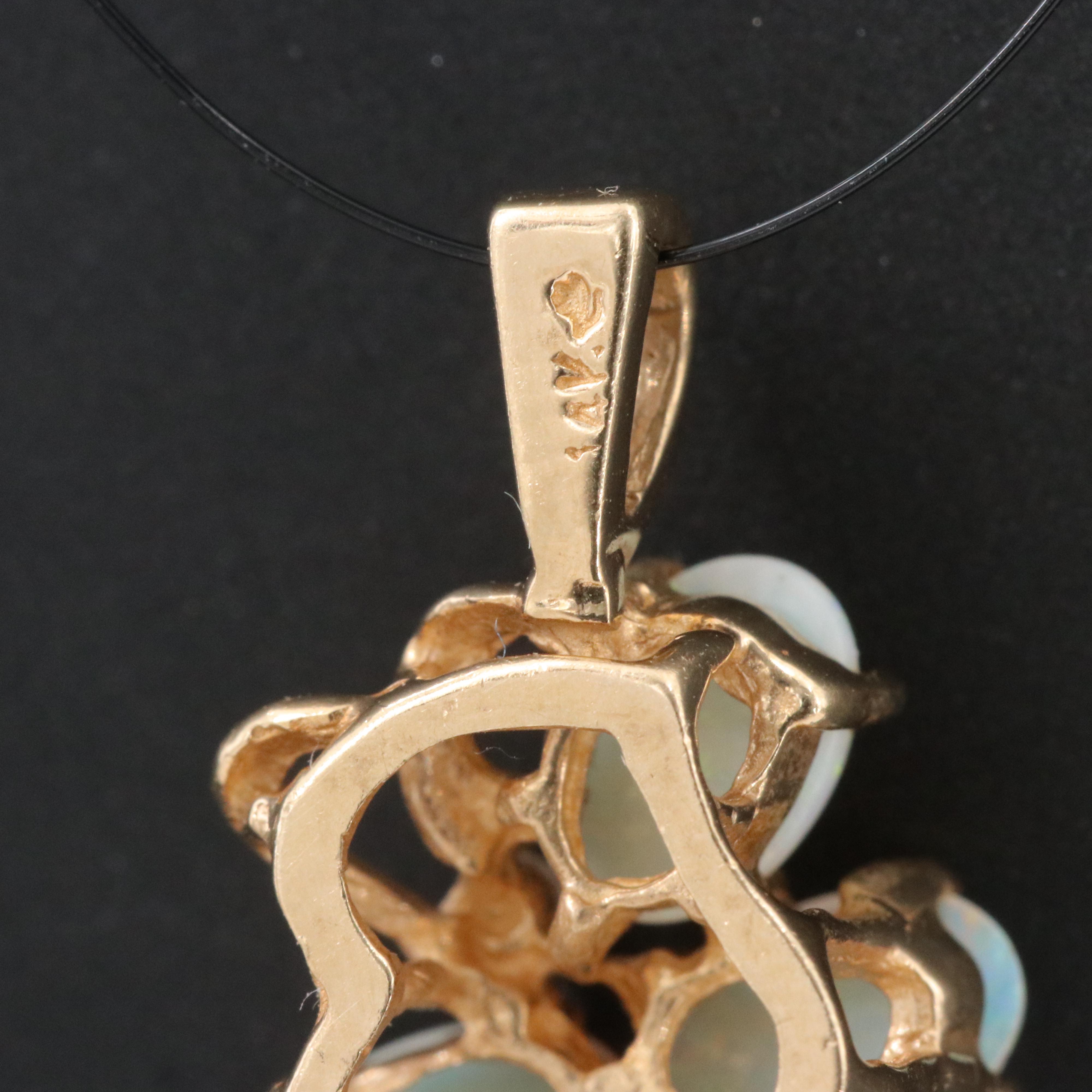 14K Opal and Diamond Pendant