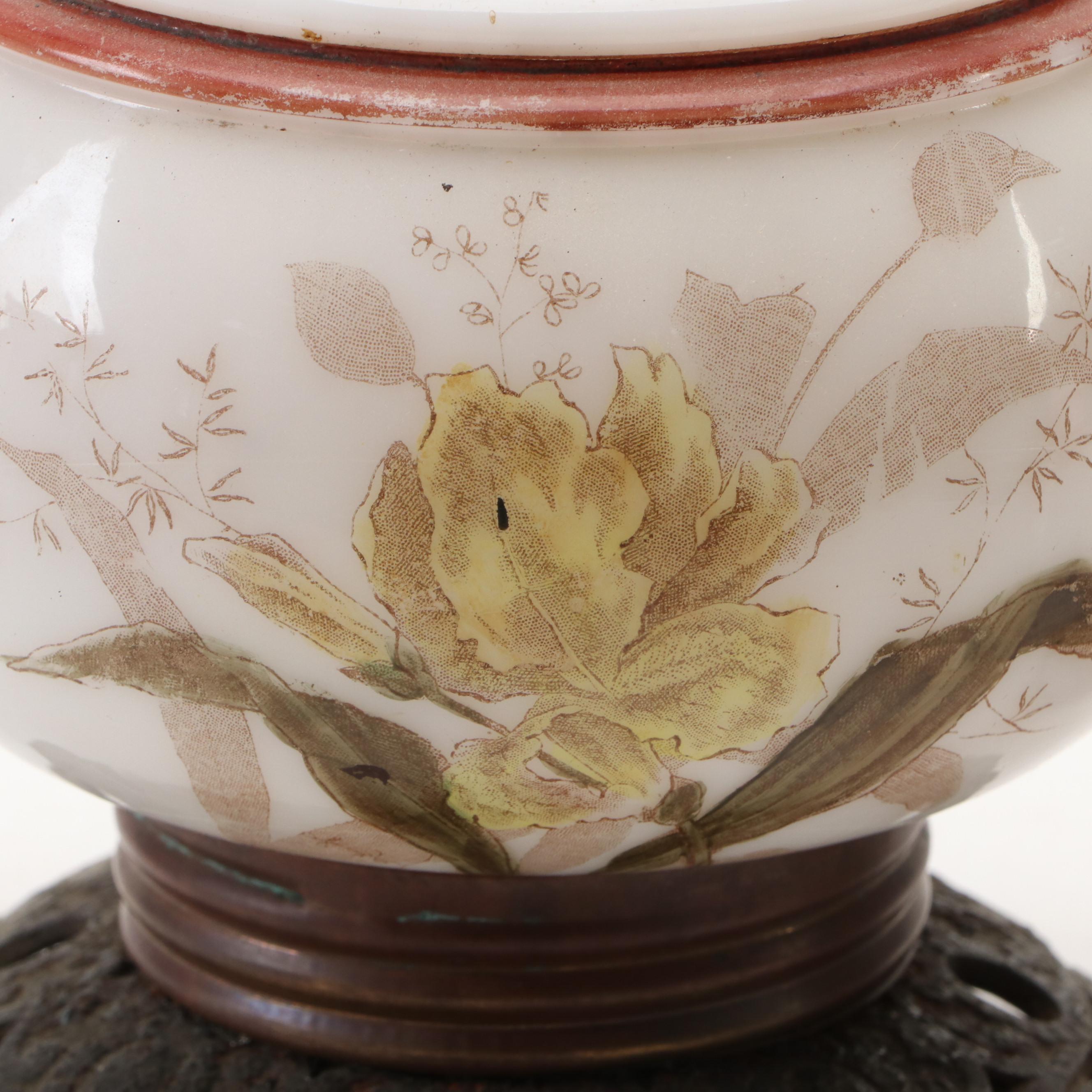 Porcelain & Glass Kerosene Lamps, S. Sternau Brass Sterno and Table Lamp