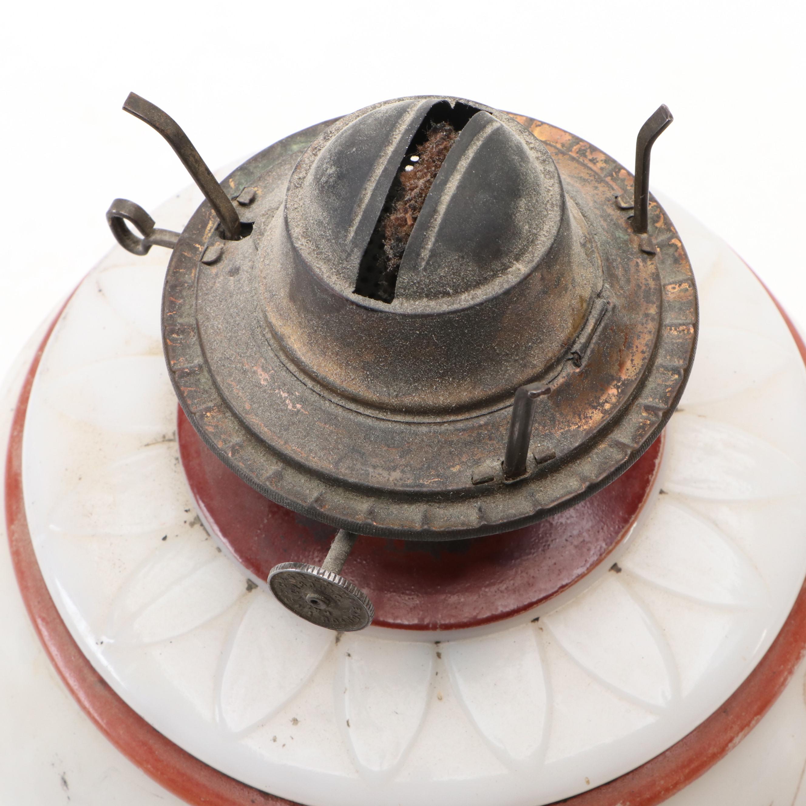 Porcelain & Glass Kerosene Lamps, S. Sternau Brass Sterno and Table Lamp